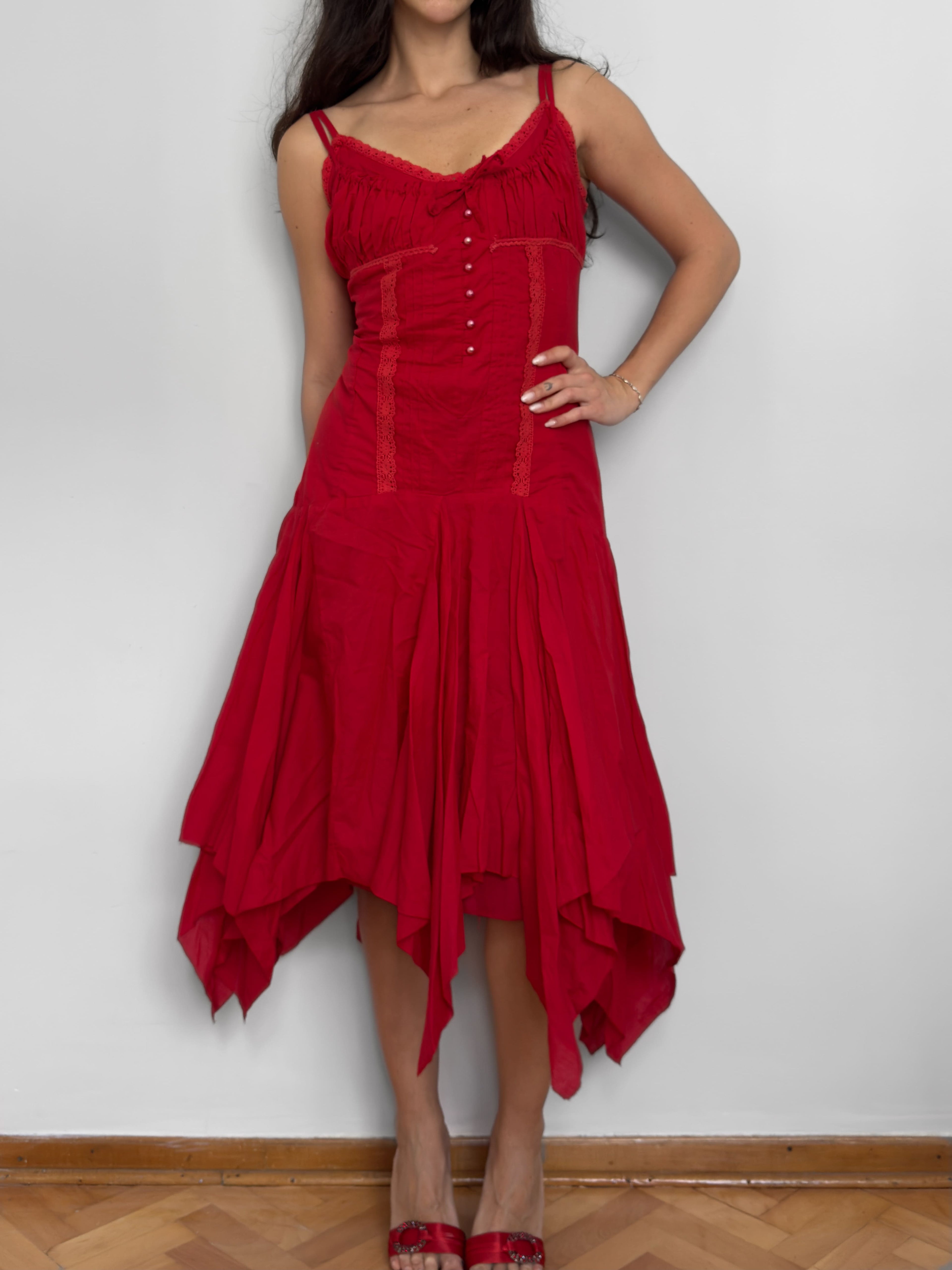 Red Midi Cotton Dress