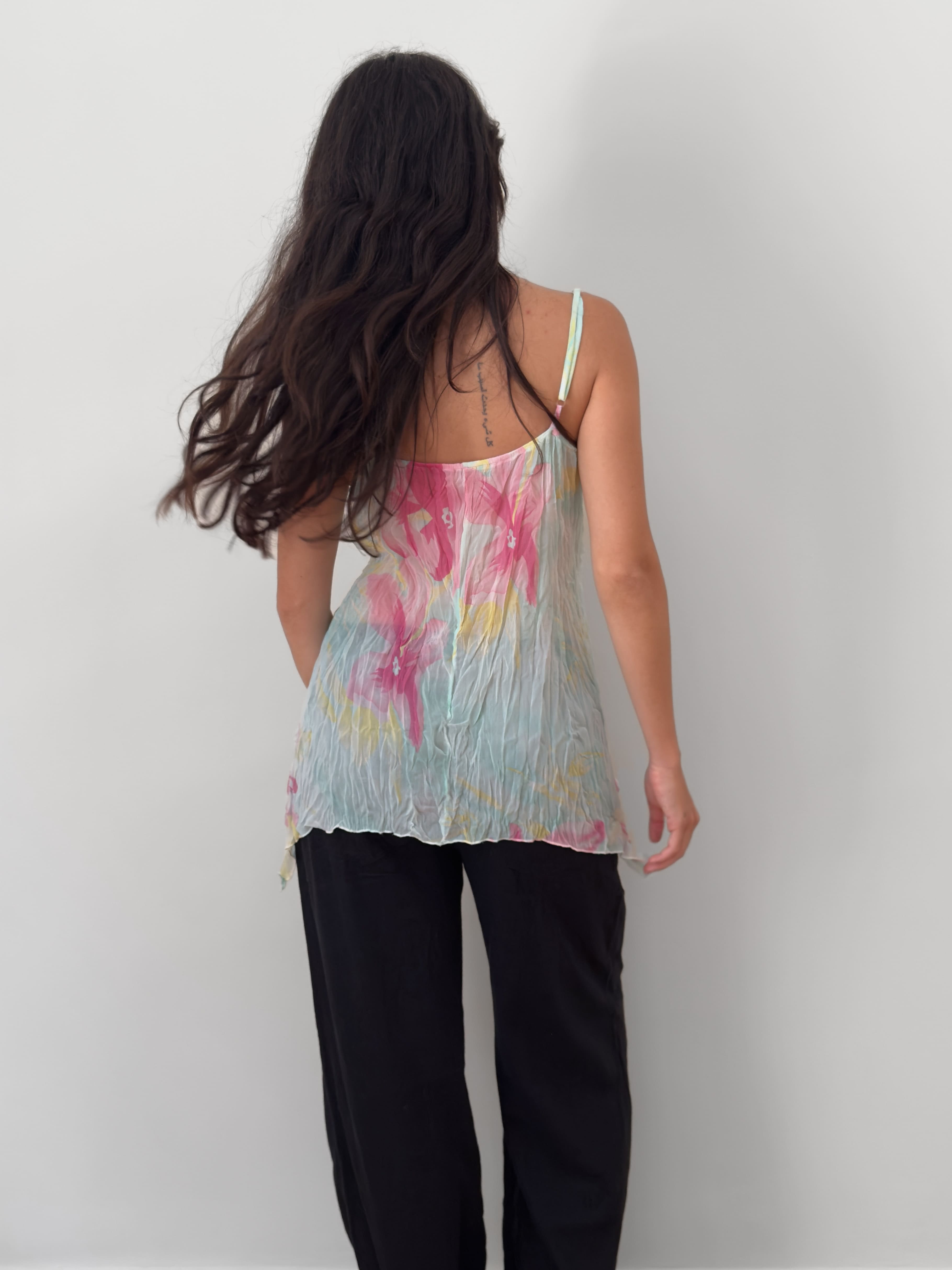 Silk Blend Floral Crinkle Cami