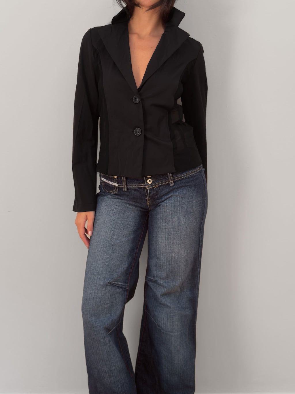 Black Tulle Panel Blazer