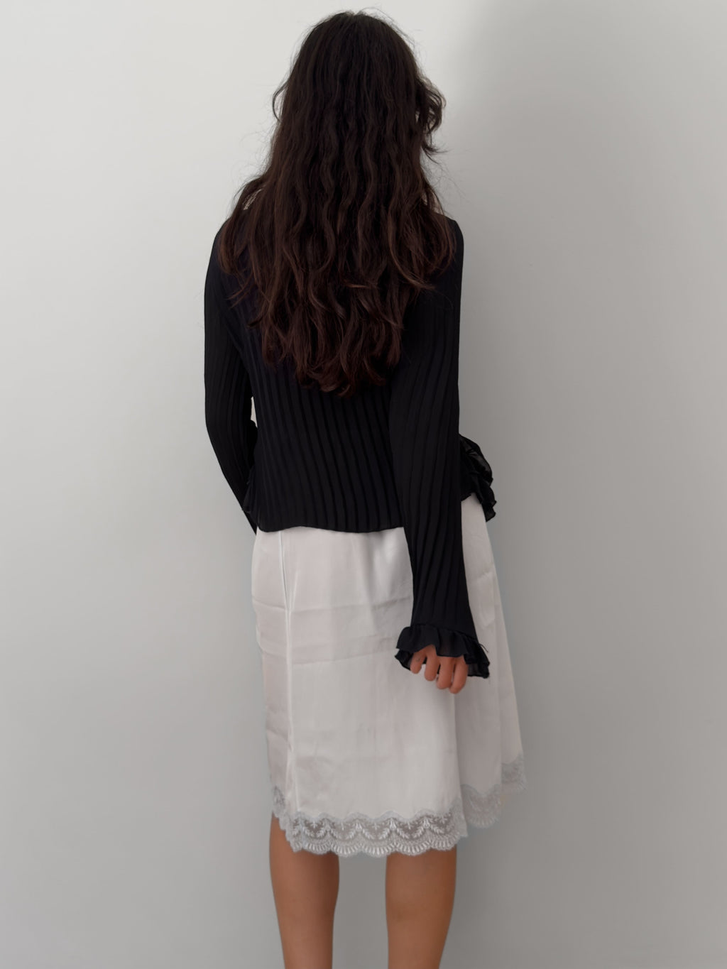 Sheer Ruffle Tie-Front Blouse