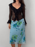 Madrilena Silk Chiffon Ruffle Blouse
