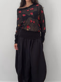 Sheer Floral Embroidered Blouse