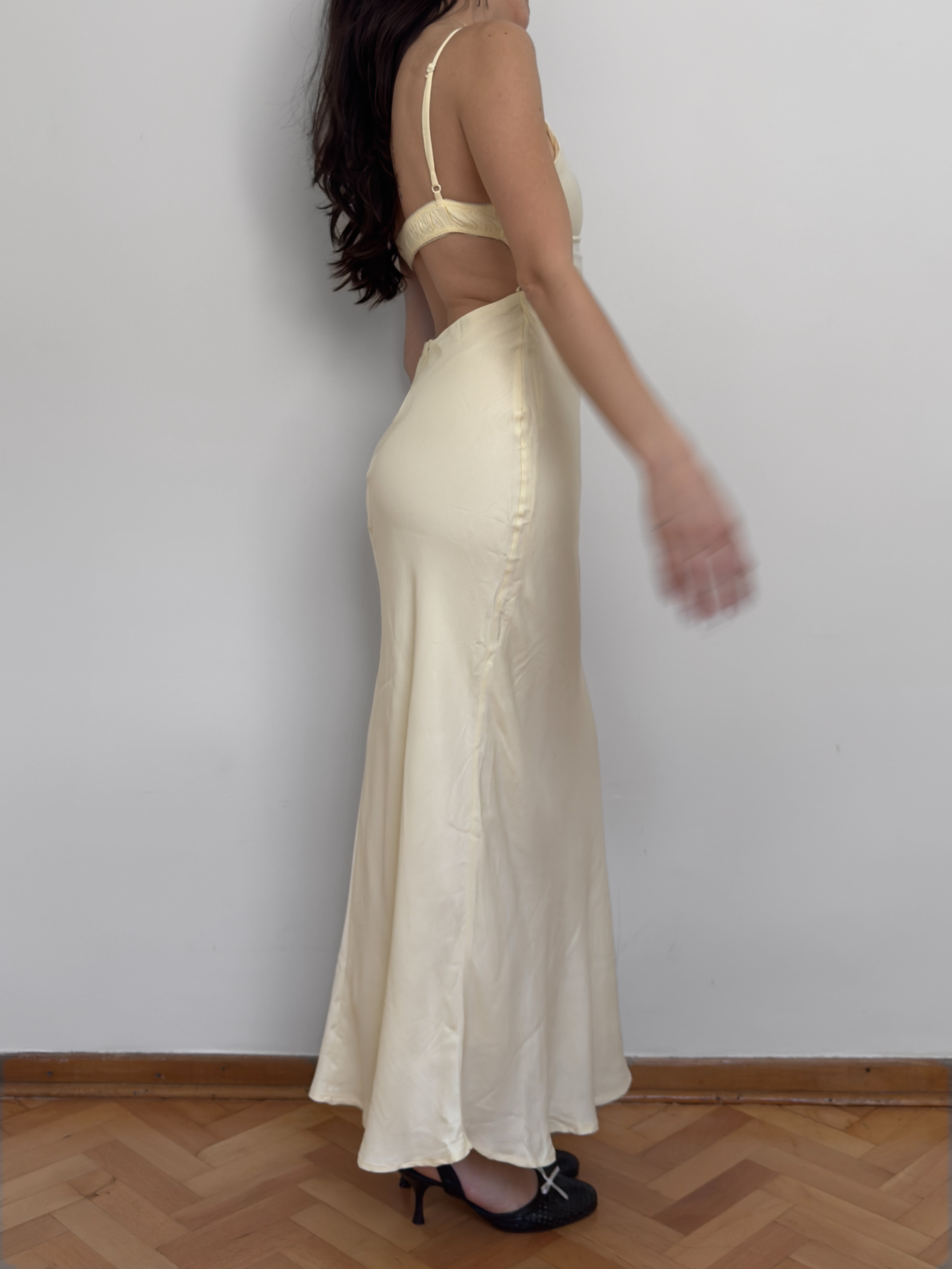 Sarı Saten Elbise