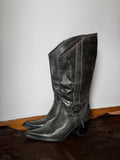 Grey Leather Cowboy Boots