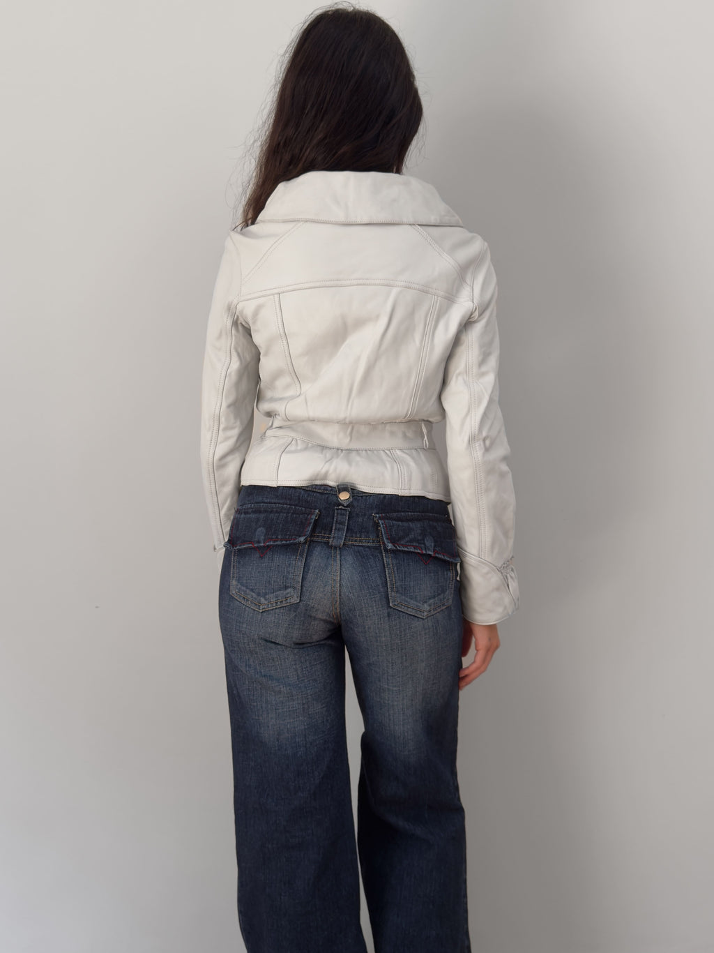 White Buttoned Leather Jacket