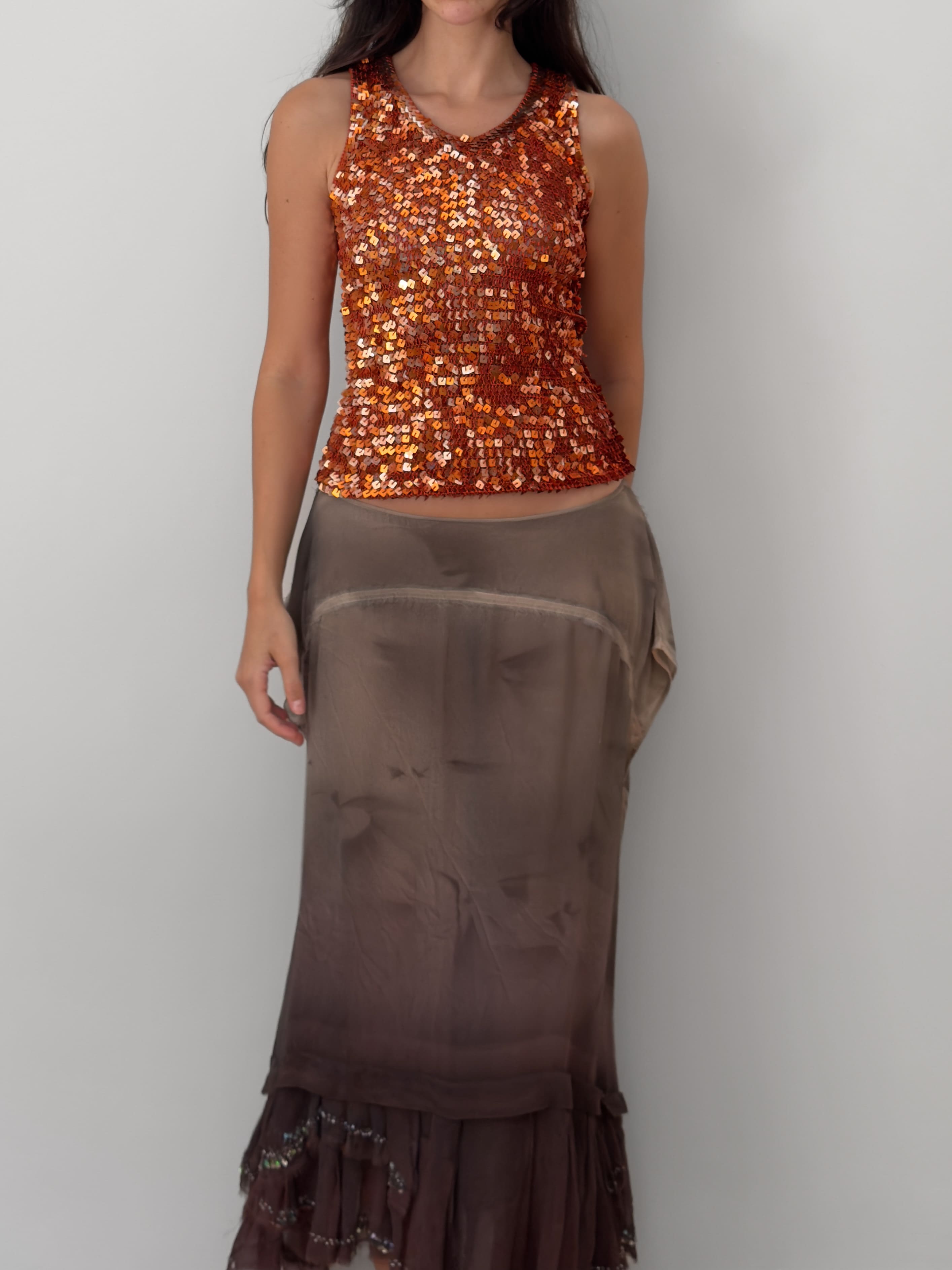 Copper Sequin Knit Top