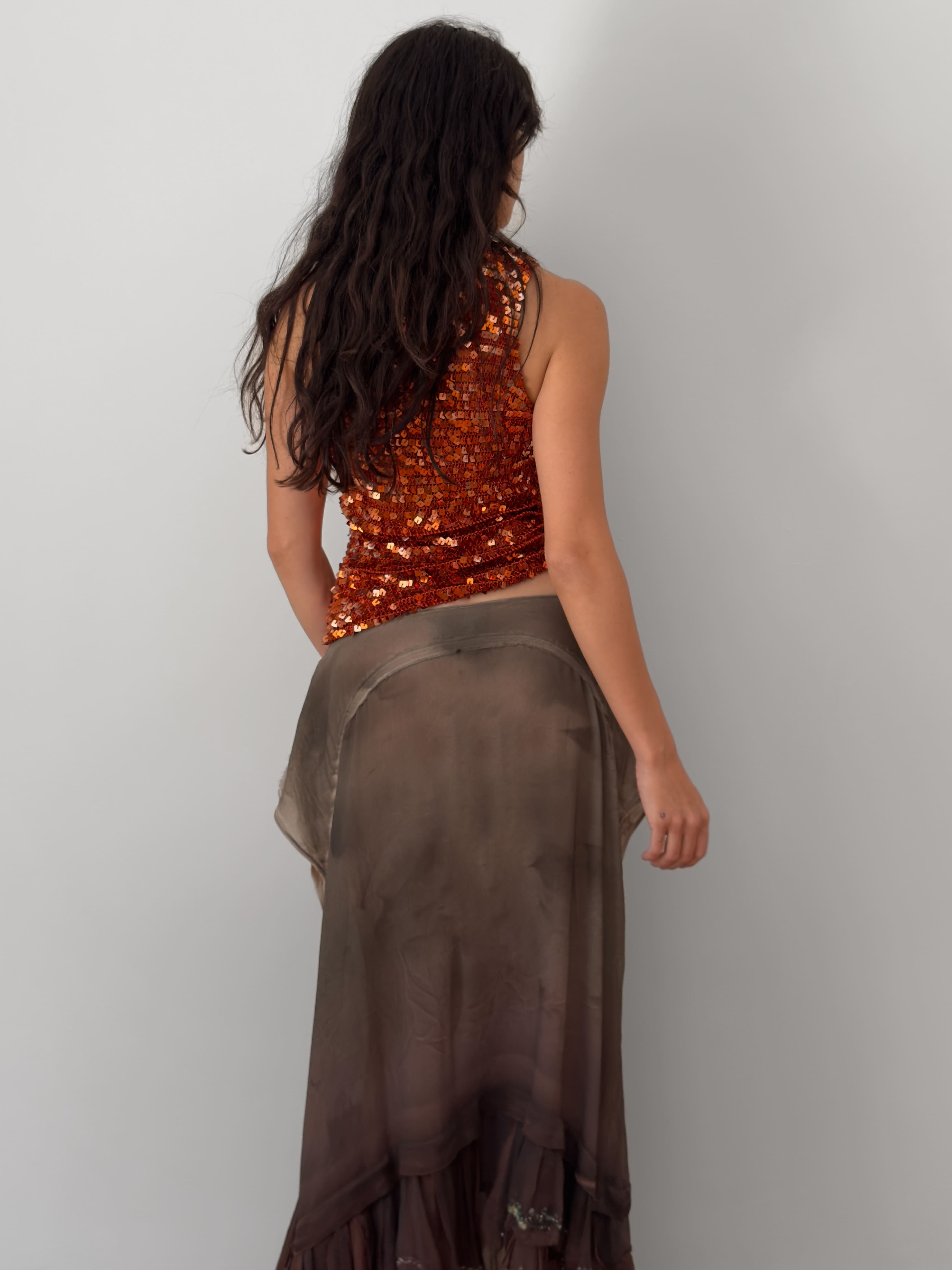 Copper Sequin Knit Top