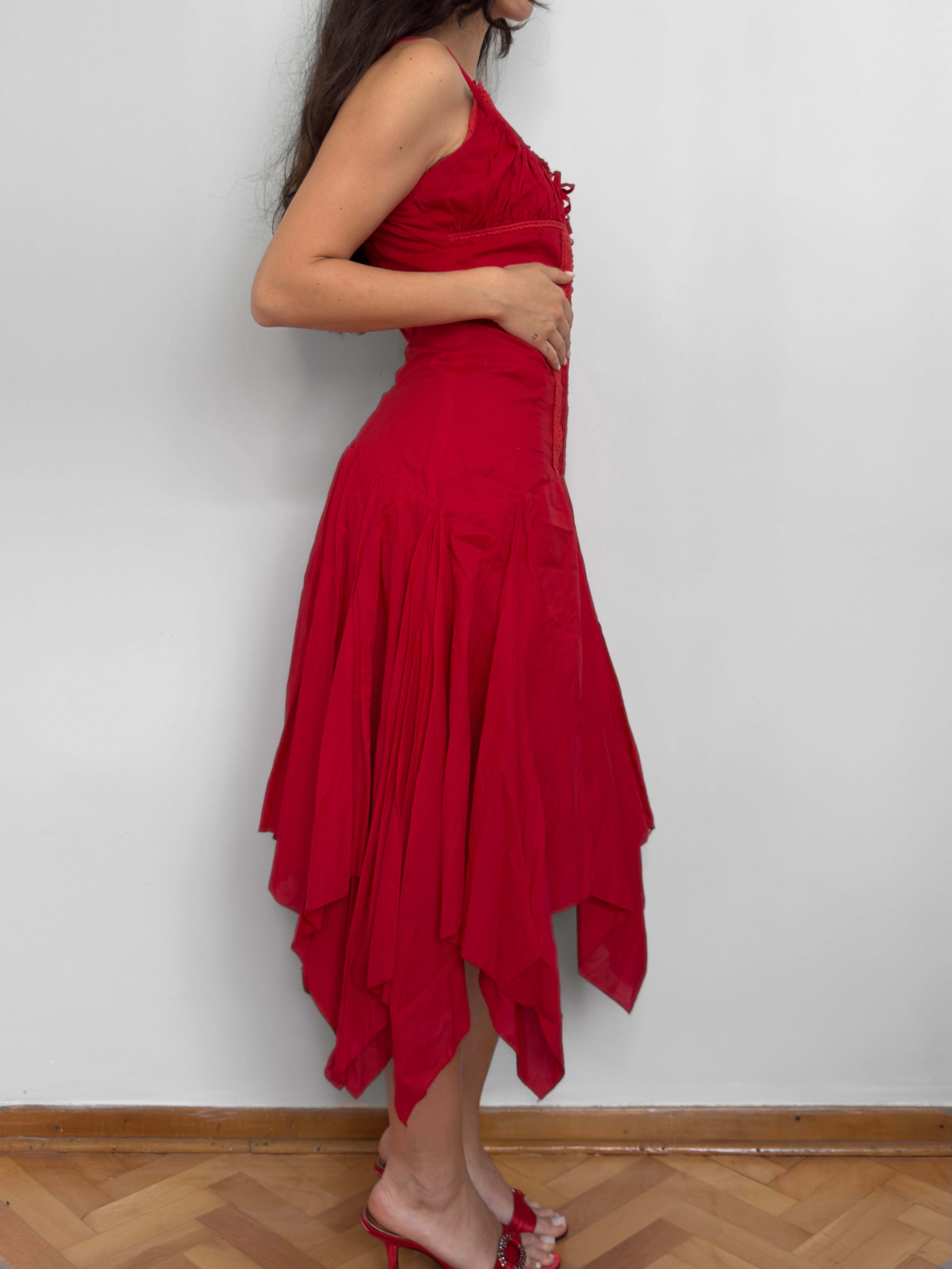 Red Midi Cotton Dress