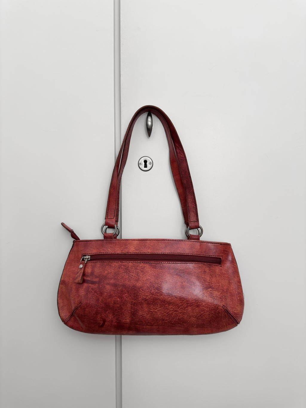 Leather Floral Baguette Bag