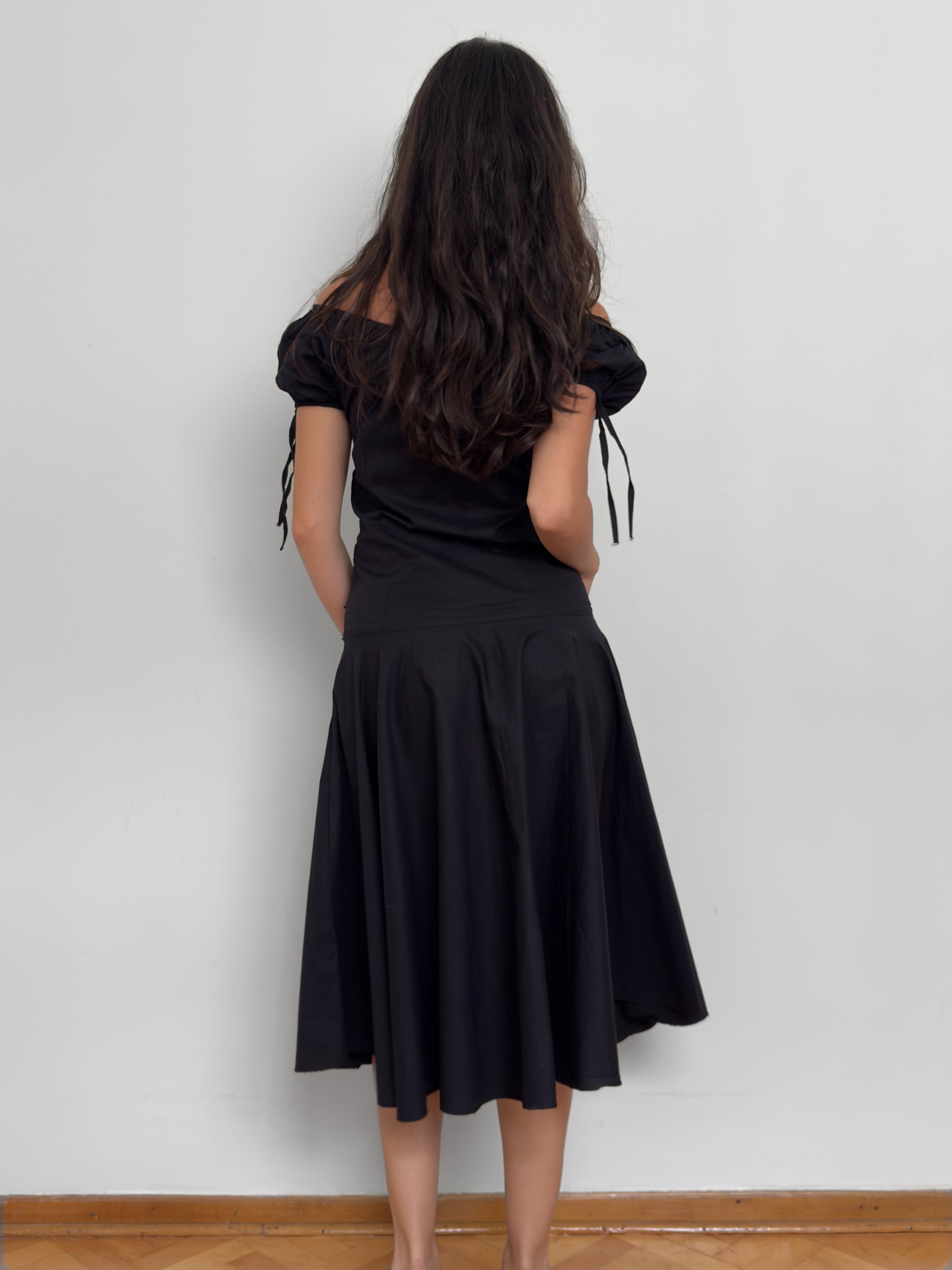 Boncuklu Poplin Elbise