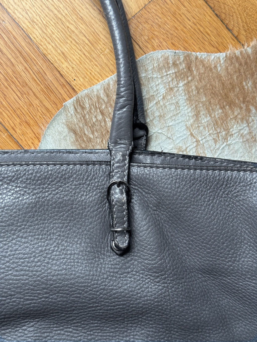 Large Grey Leather City Bag