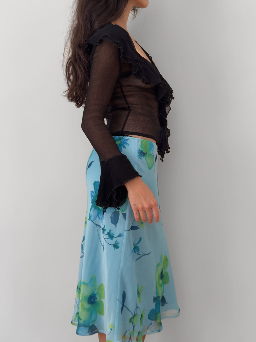 Madrilena Silk Chiffon Ruffle Blouse