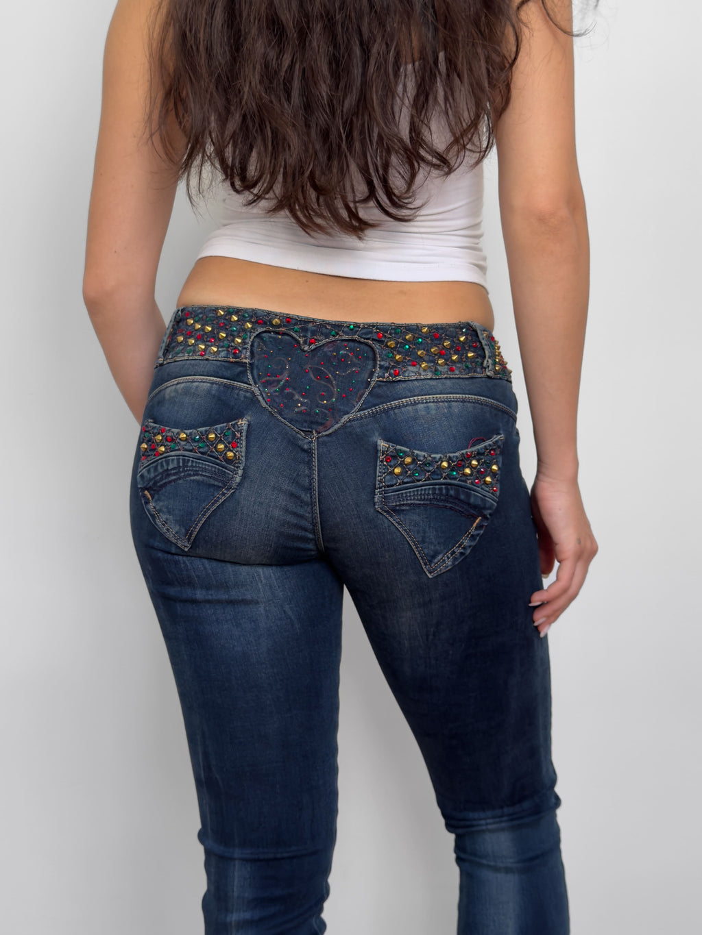 Stapled Denim Capri Pants