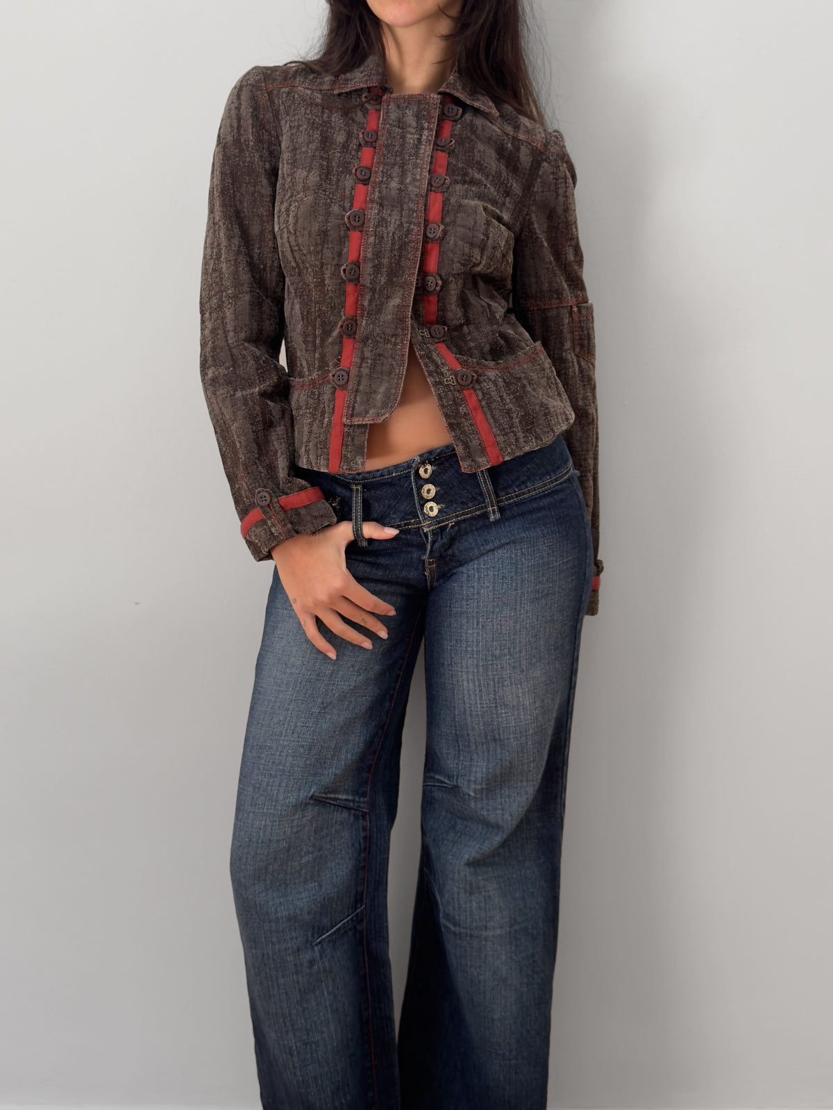 Velvet Trimmed Military Jacket