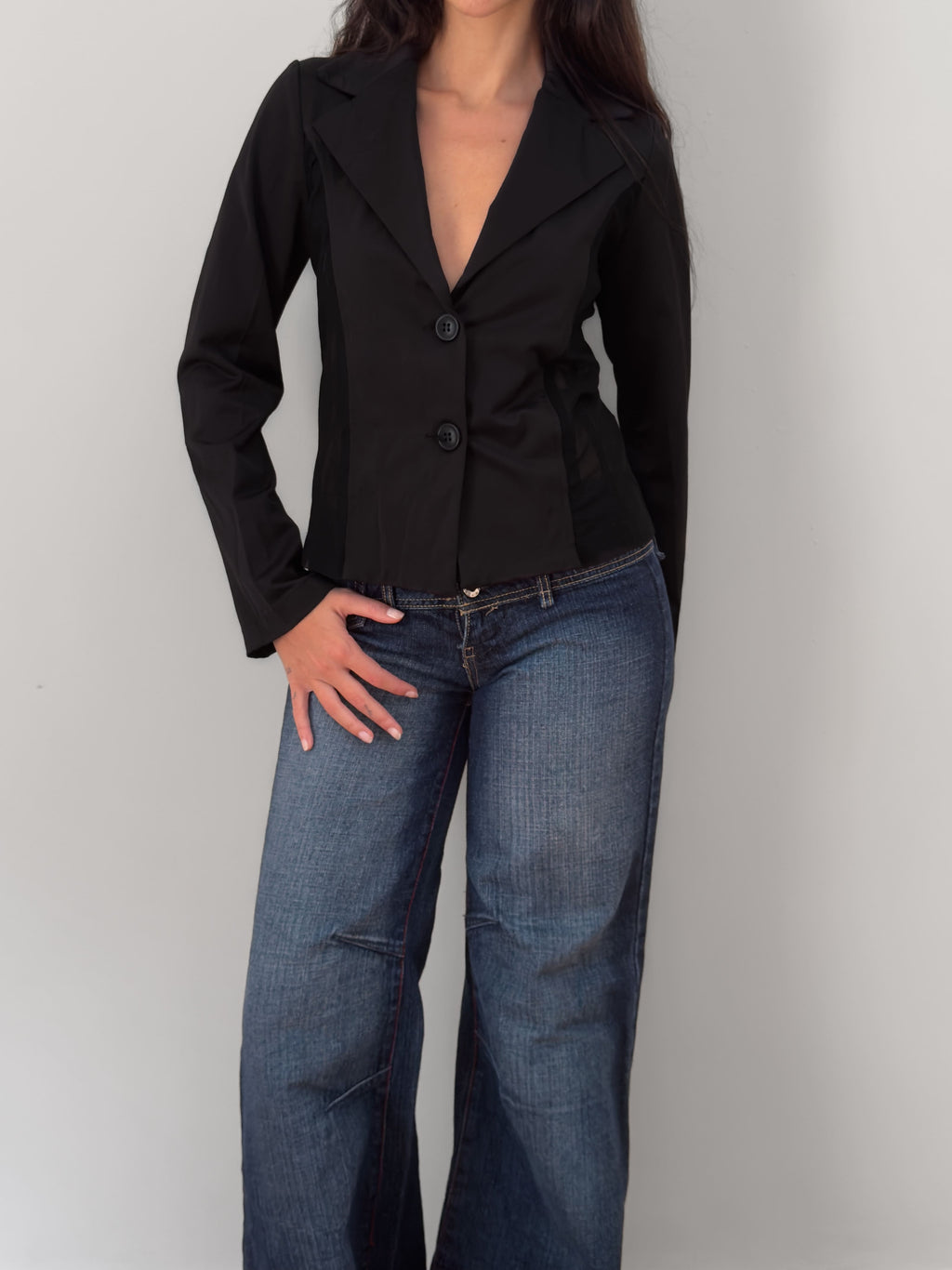 Black Tulle Panel Blazer