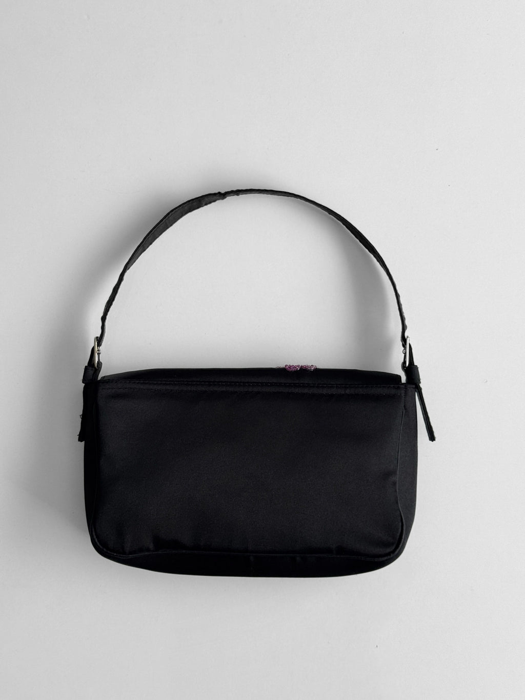 Embroidered Satin Shoulder Bag