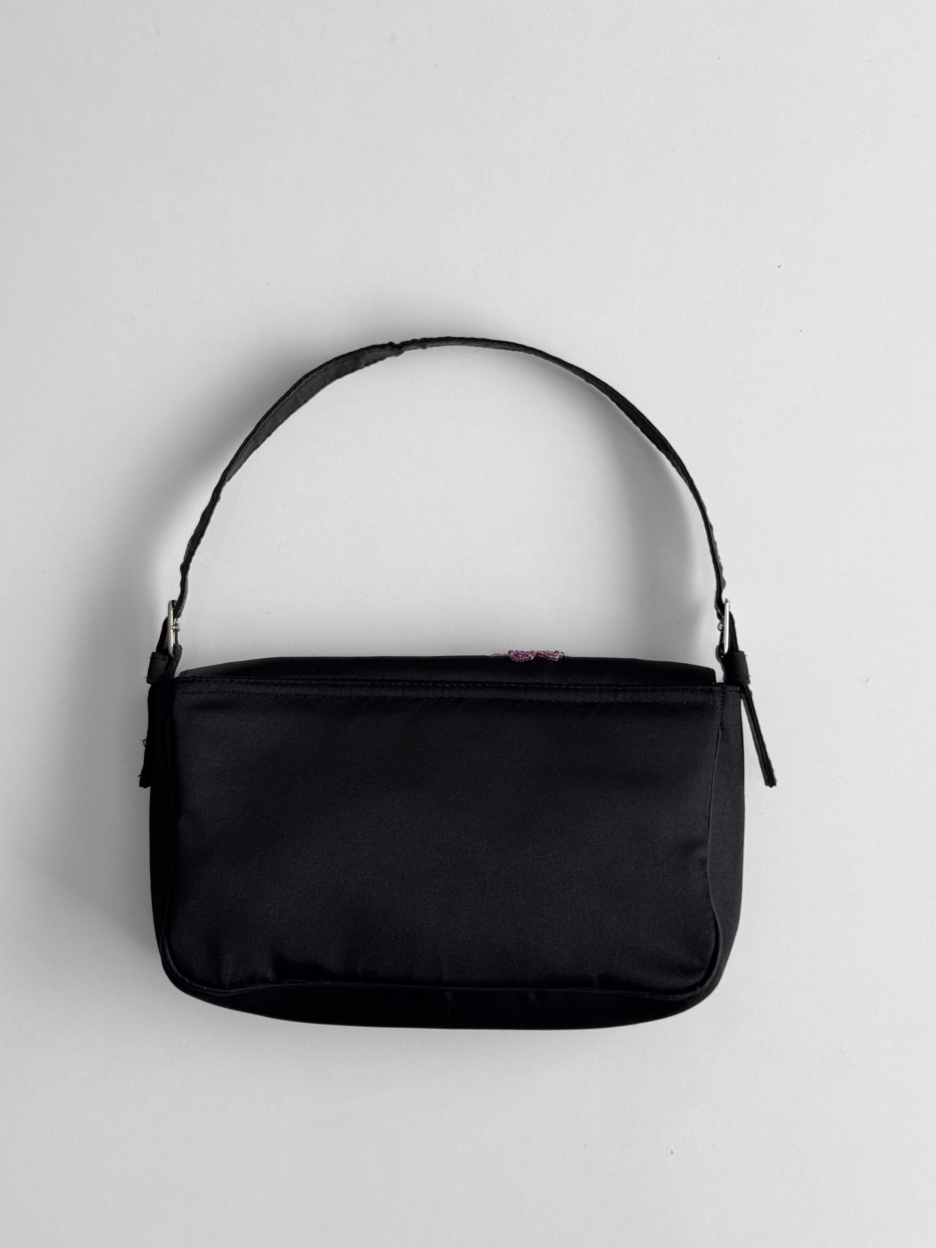 Embroidered Satin Shoulder Bag