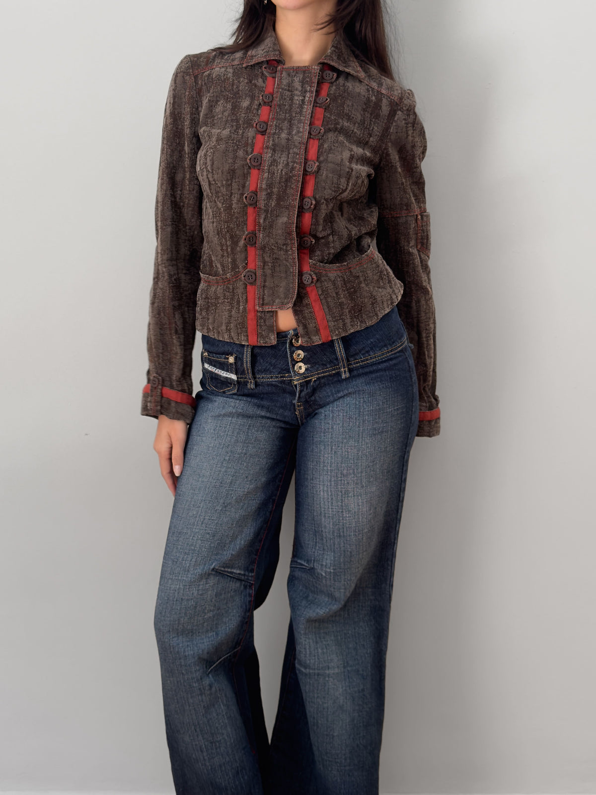 Velvet Trimmed Military Jacket
