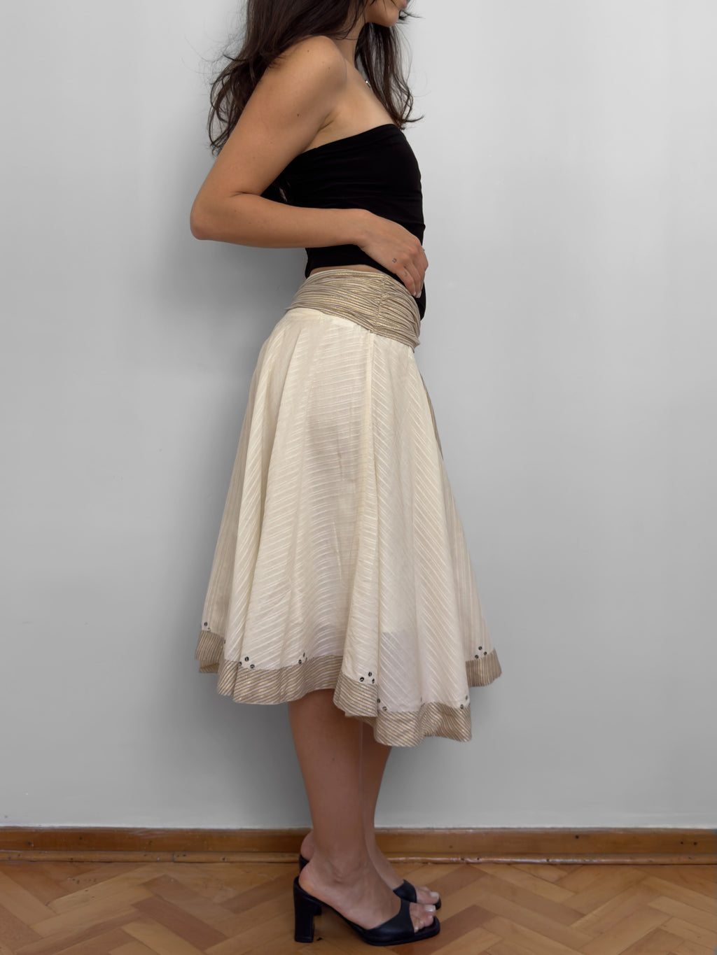 Belt Detailed Midi Skirt
