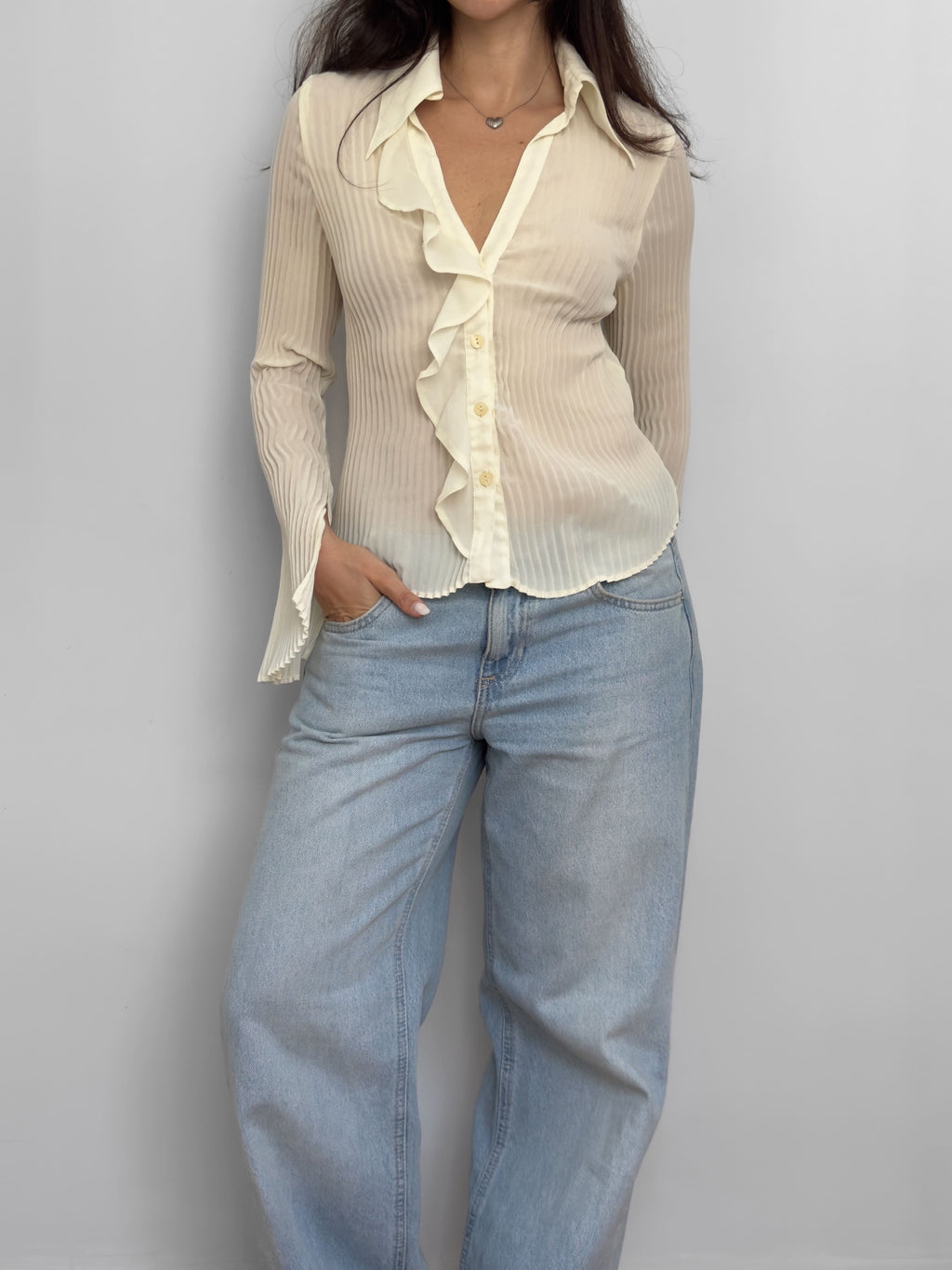 Cream Tulle Shirt