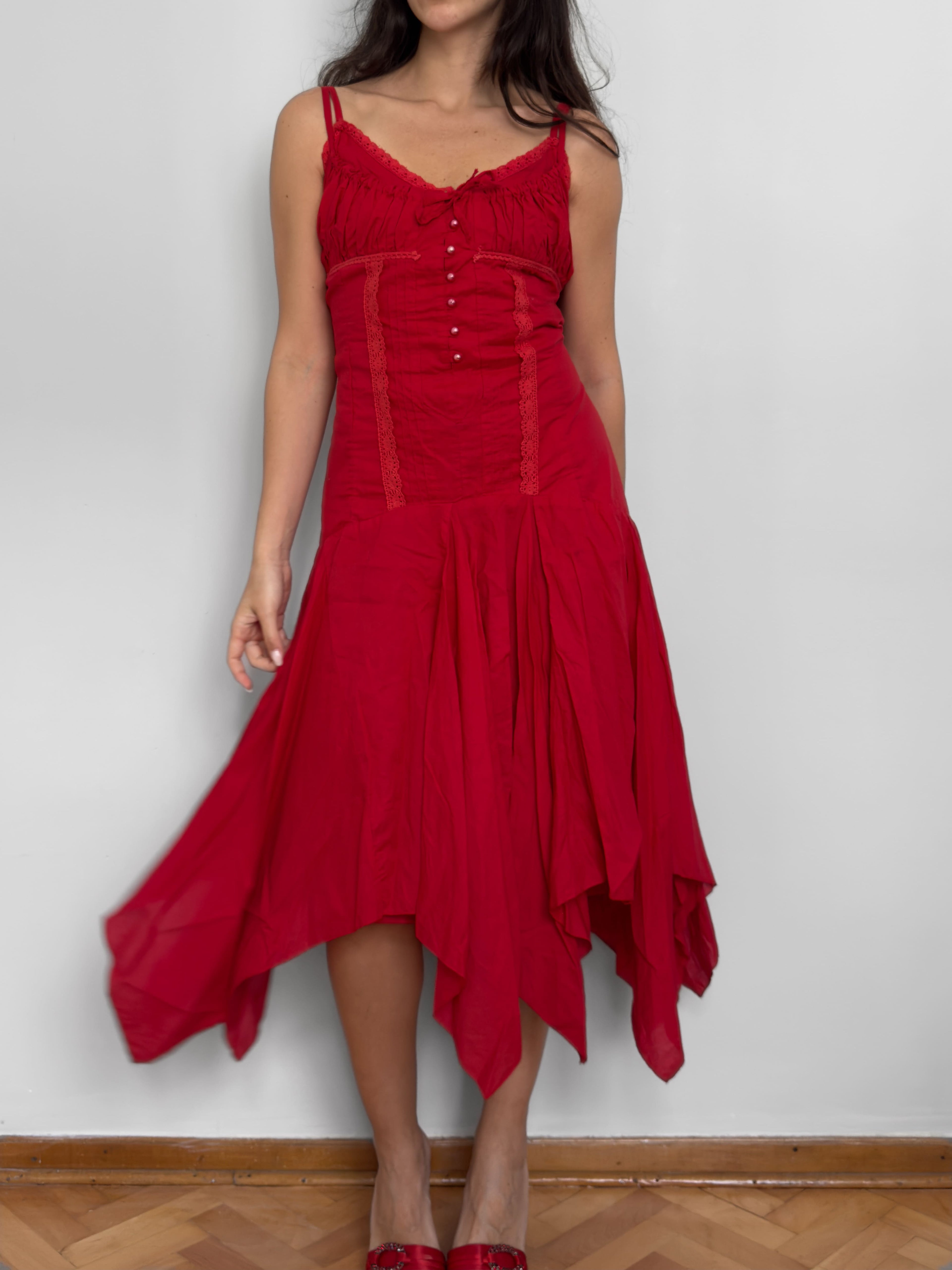 Red Midi Cotton Dress