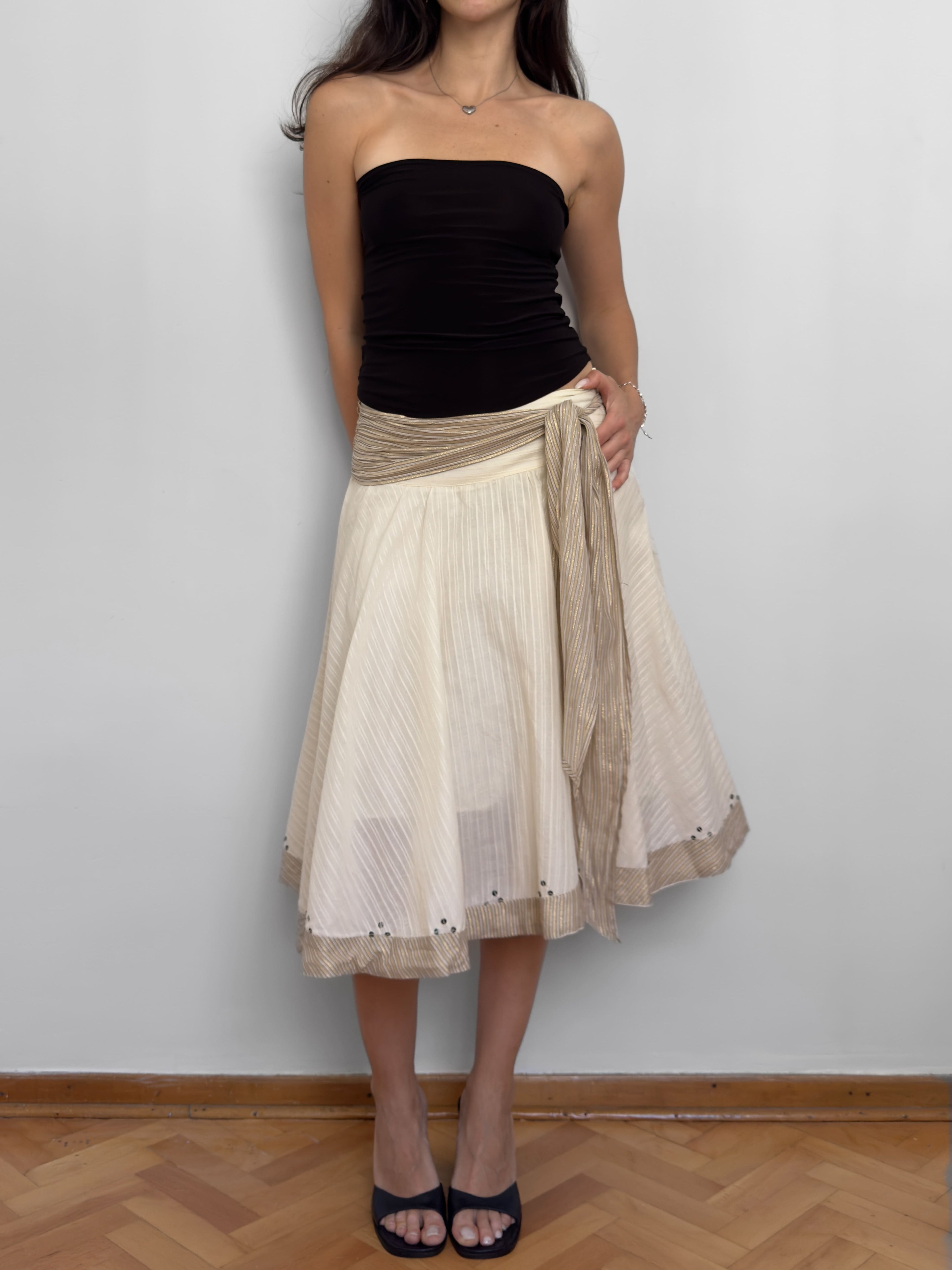 Belt Detailed Midi Skirt