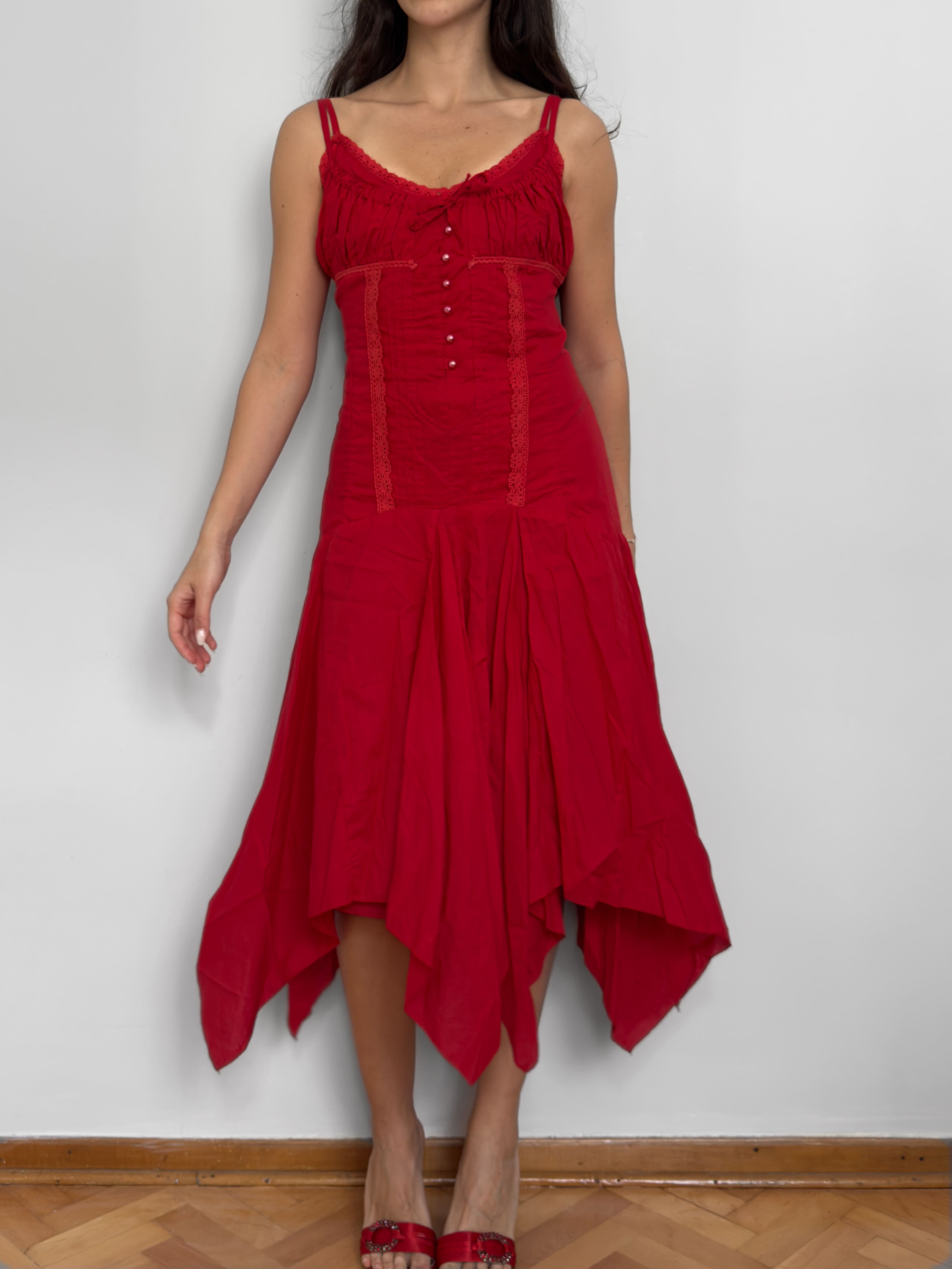 Red Midi Cotton Dress