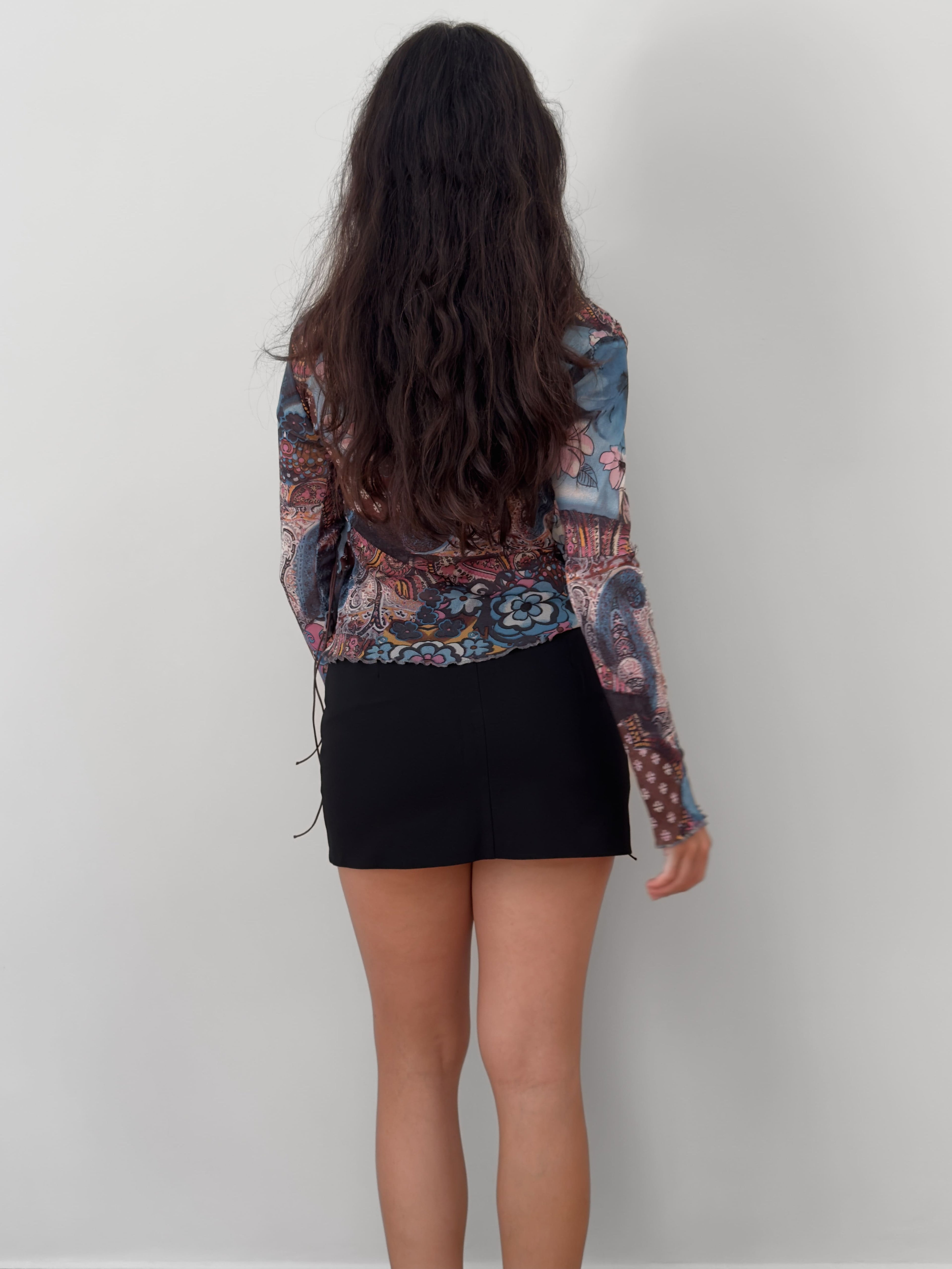 Layered Paisley Mesh Blouse