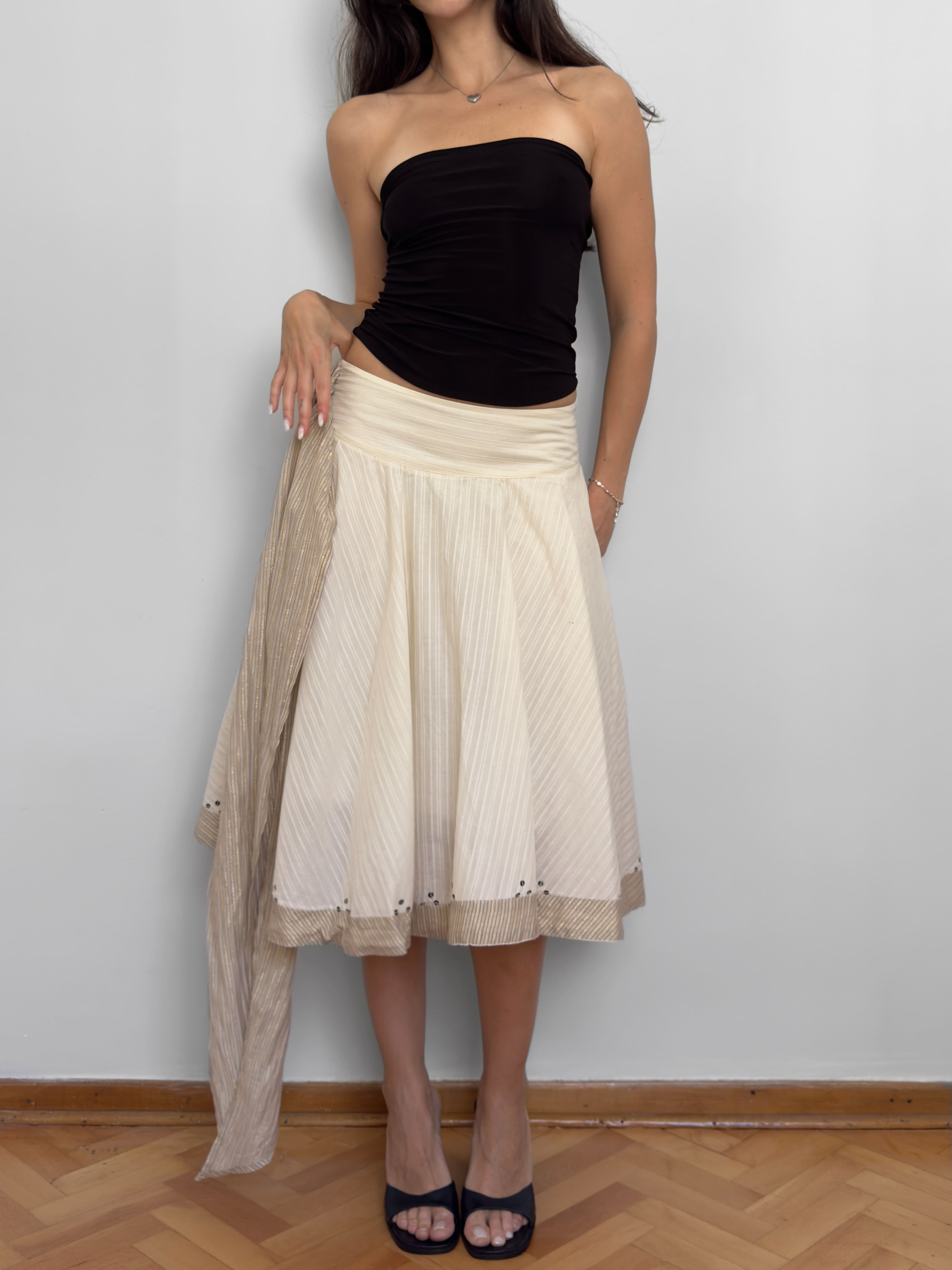 Belt Detailed Midi Skirt