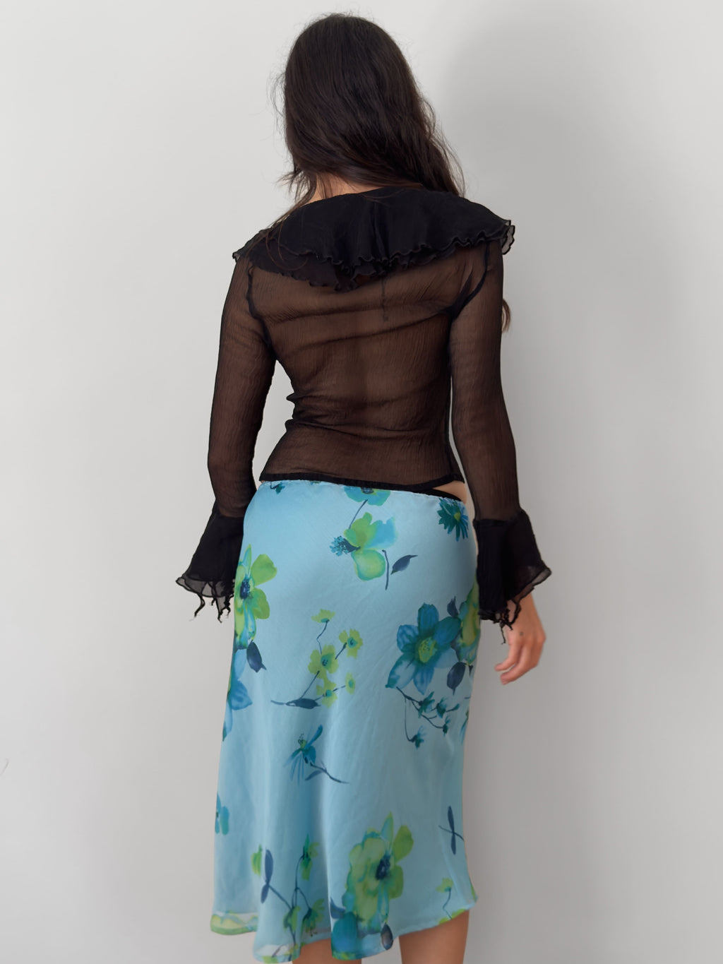 Madrilena Silk Chiffon Ruffle Blouse
