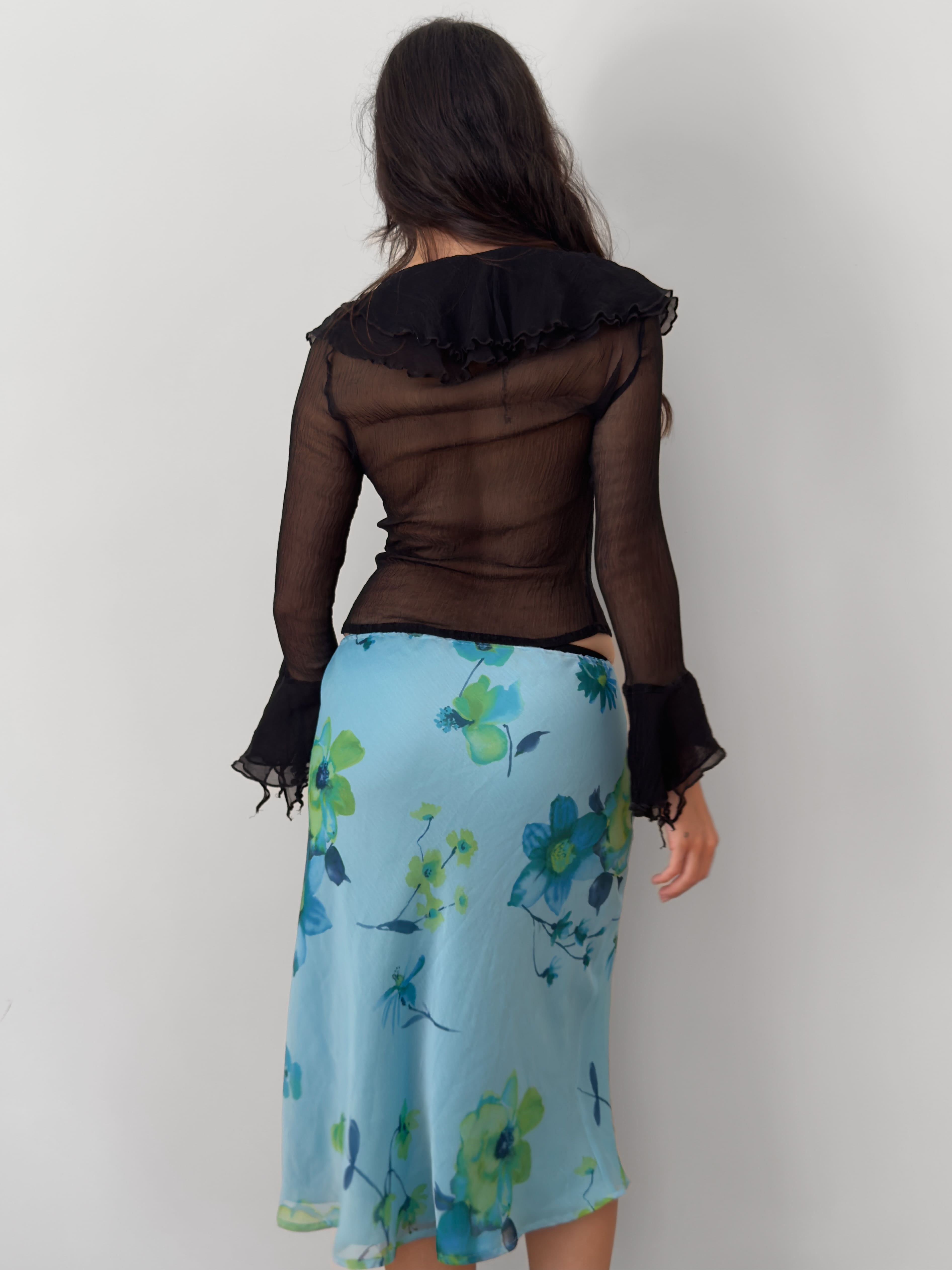Madrilena Silk Chiffon Ruffle Blouse