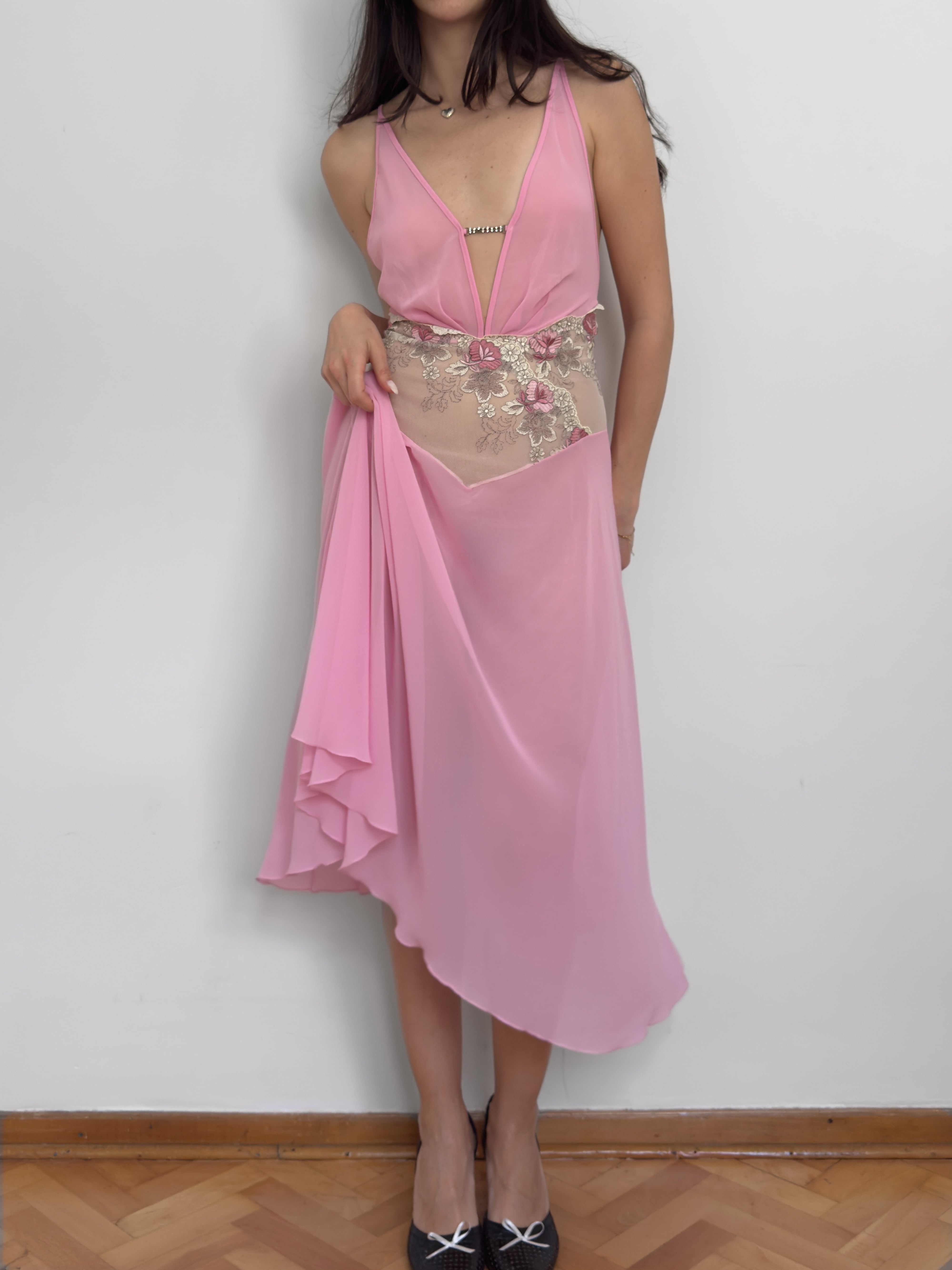 Pembe Şifon Gecelik