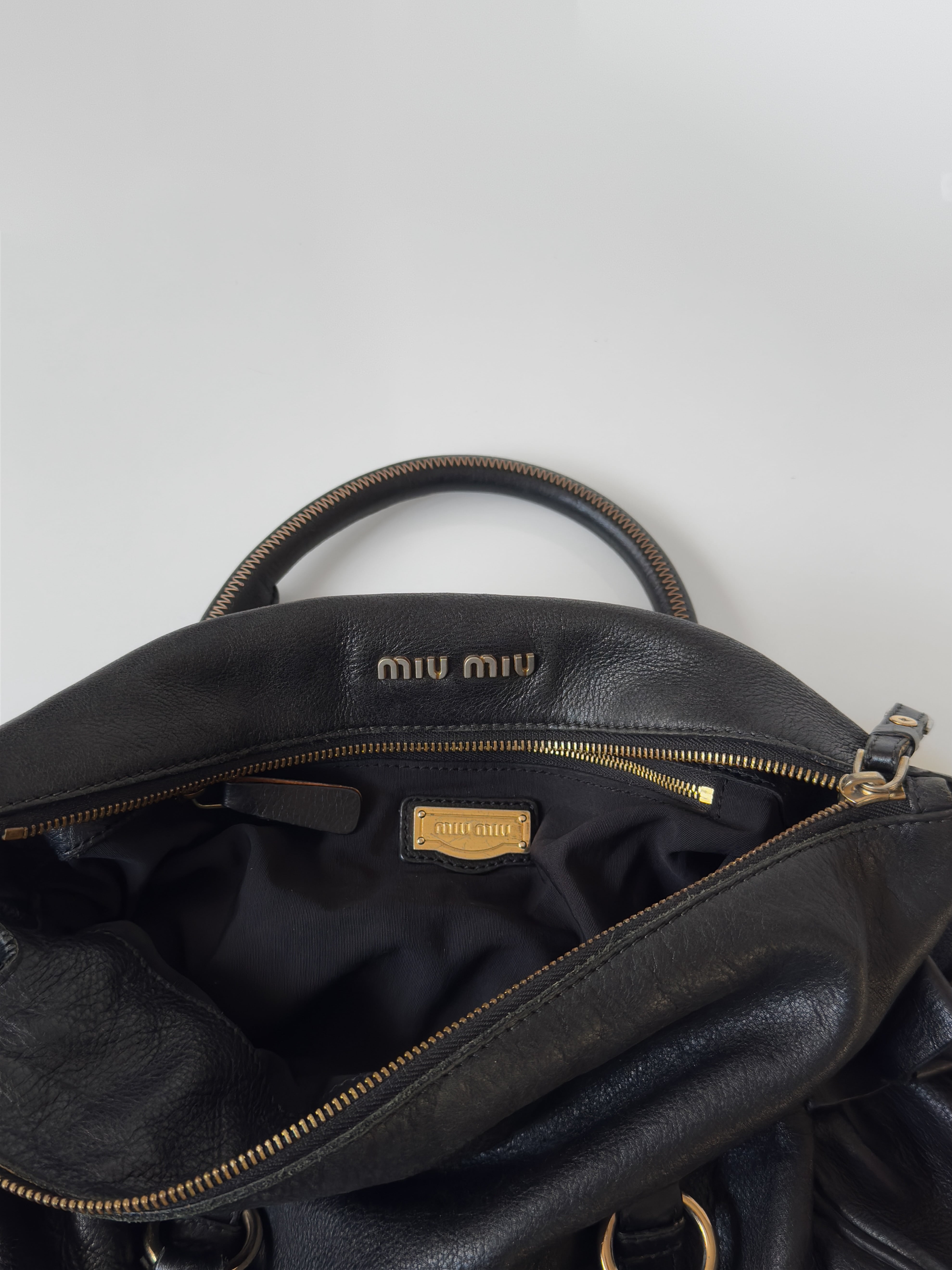 Miu Miu Vitello Lux Bow Satchel Çanta