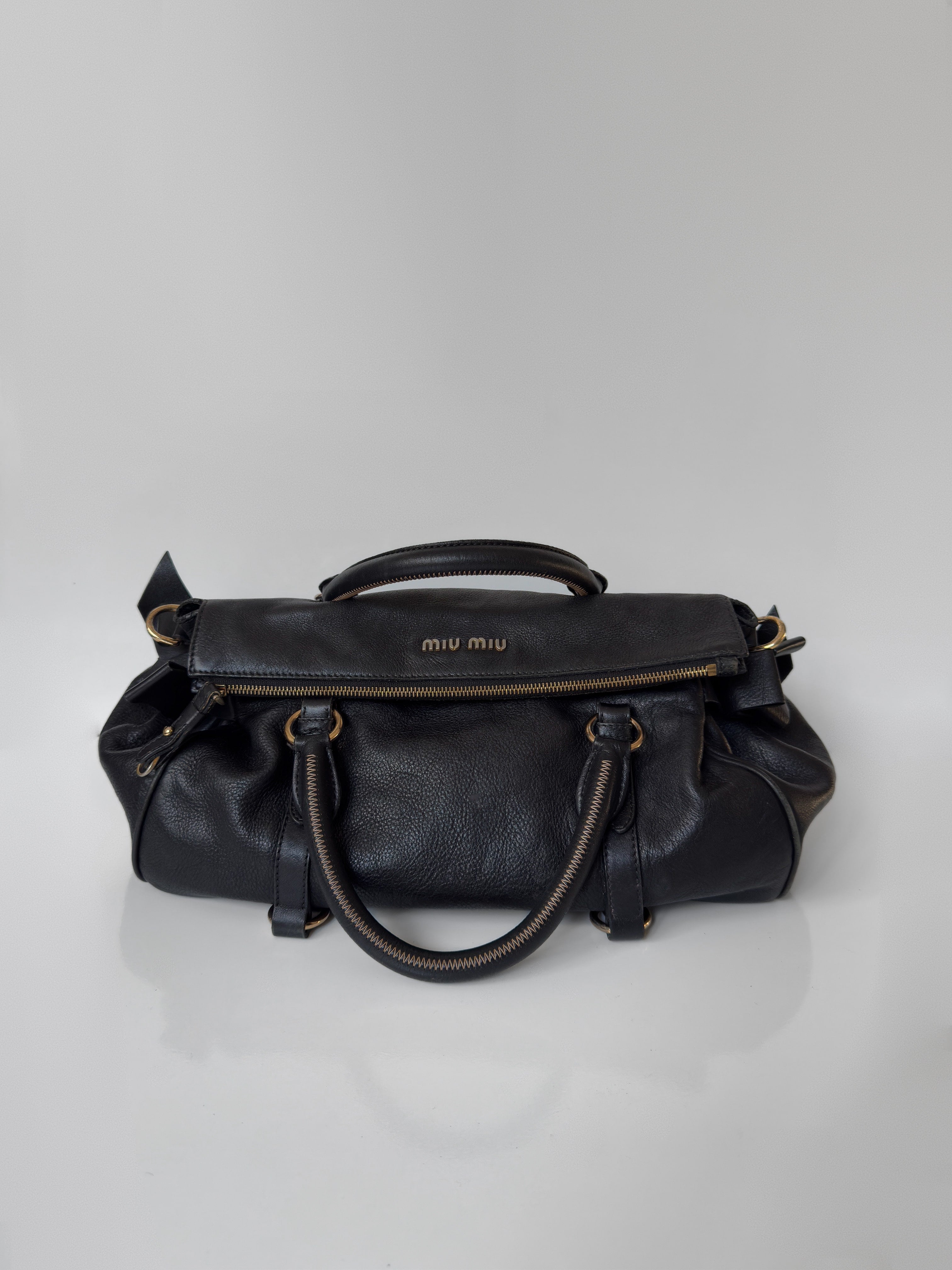 Miu Miu Vitello Lux Bow Satchel Çanta