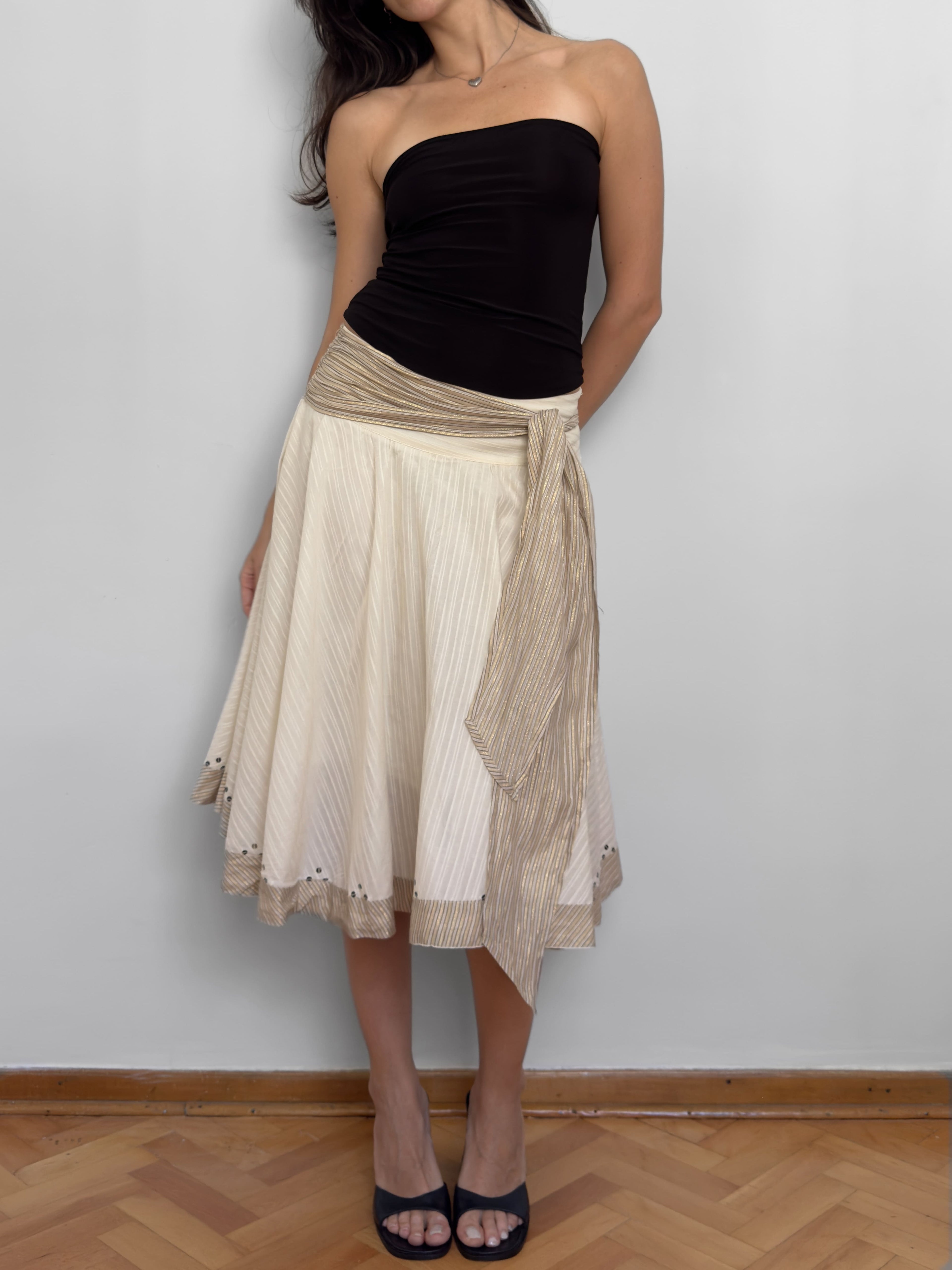 Belt Detailed Midi Skirt