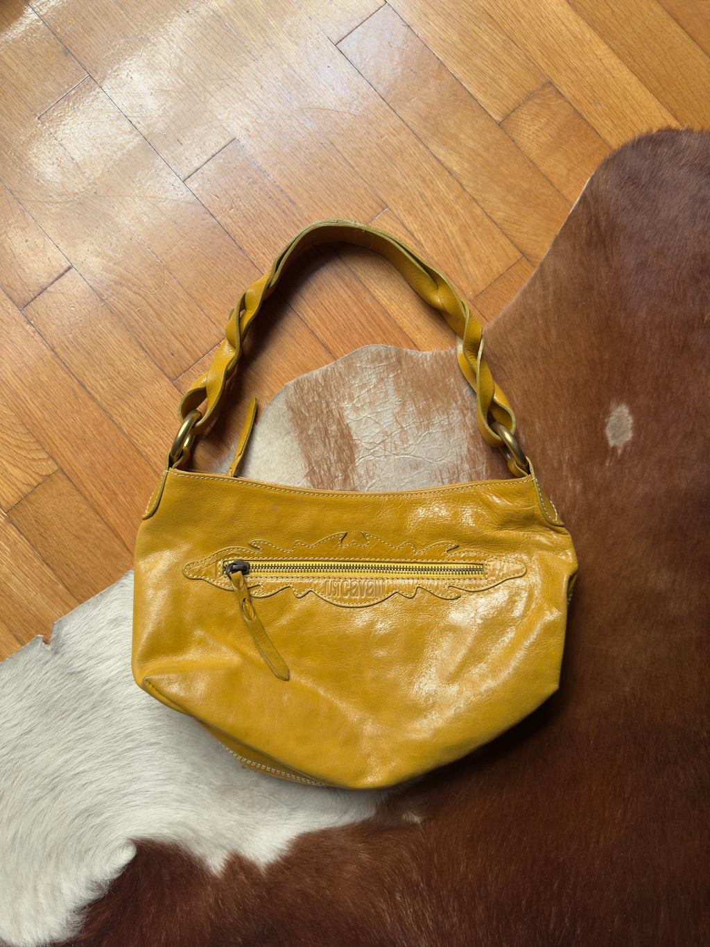 Just Cavalli Lustrous Mustard Bag