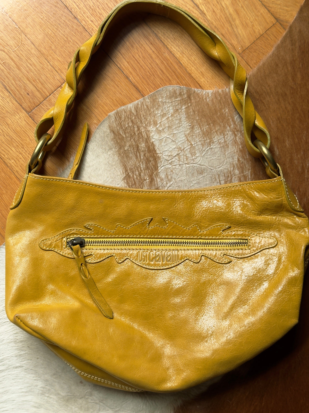 Just Cavalli Lustrous Mustard Bag