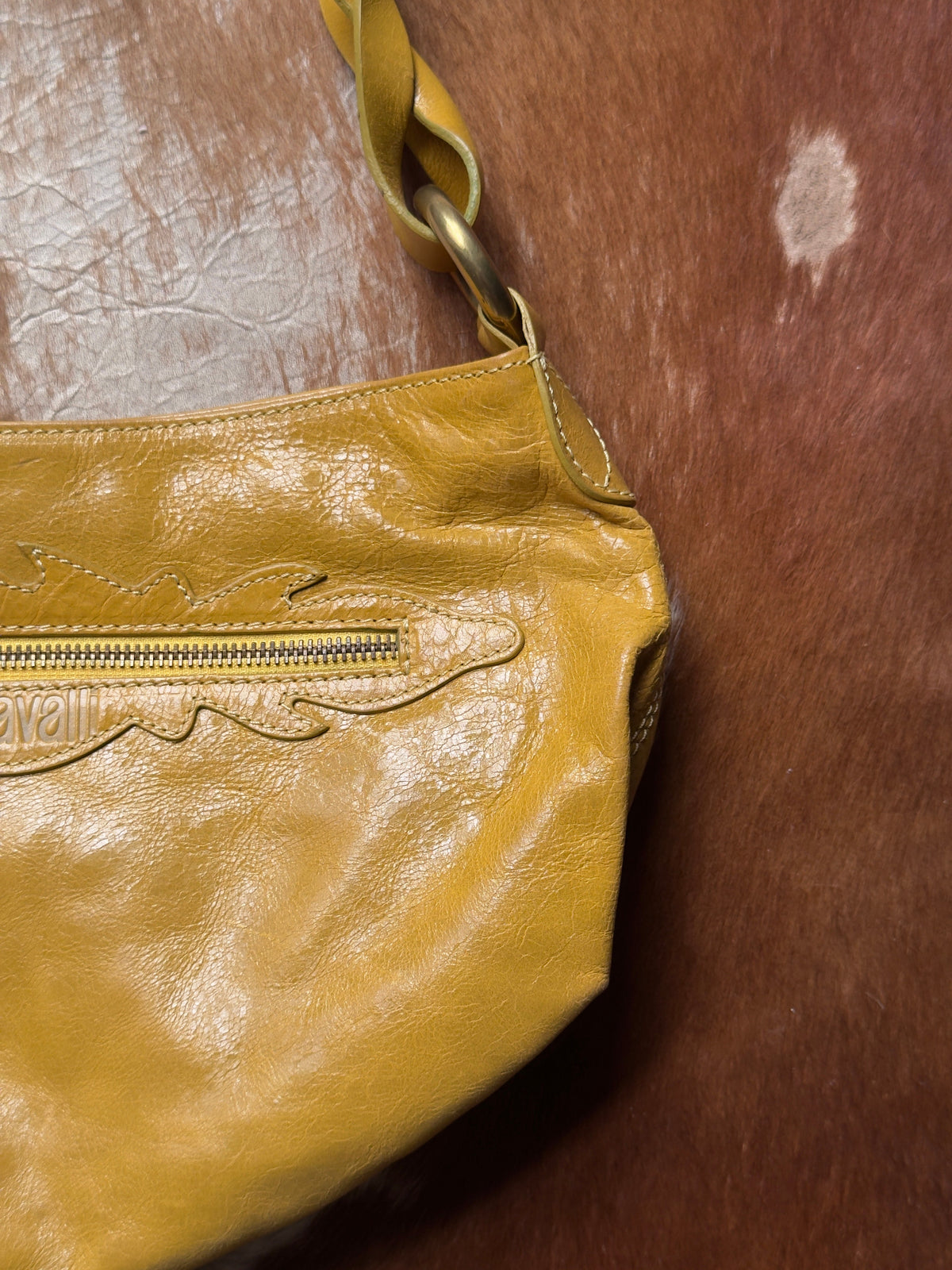 Just Cavalli Lustrous Mustard Bag