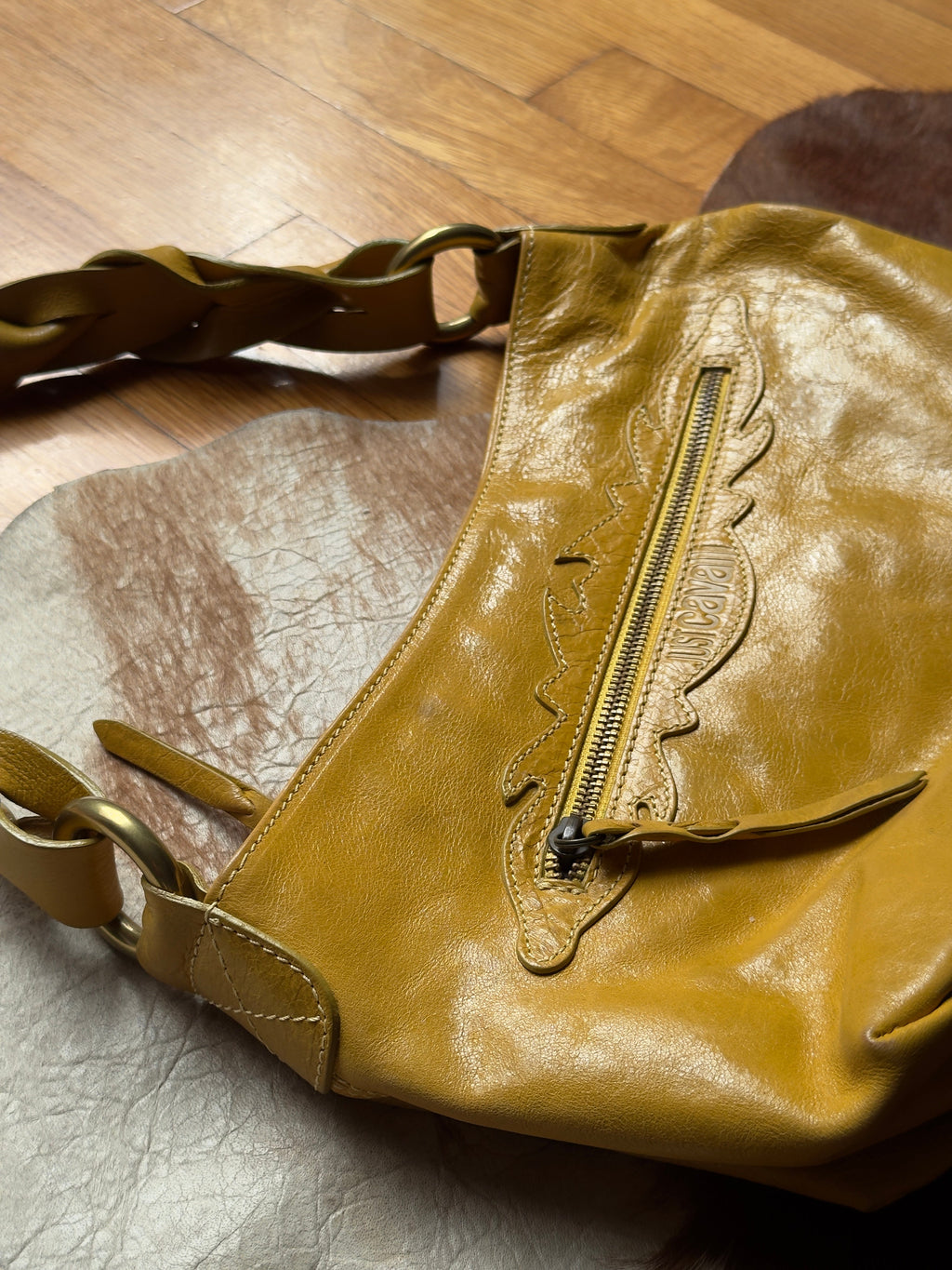 Just Cavalli Lustrous Mustard Bag