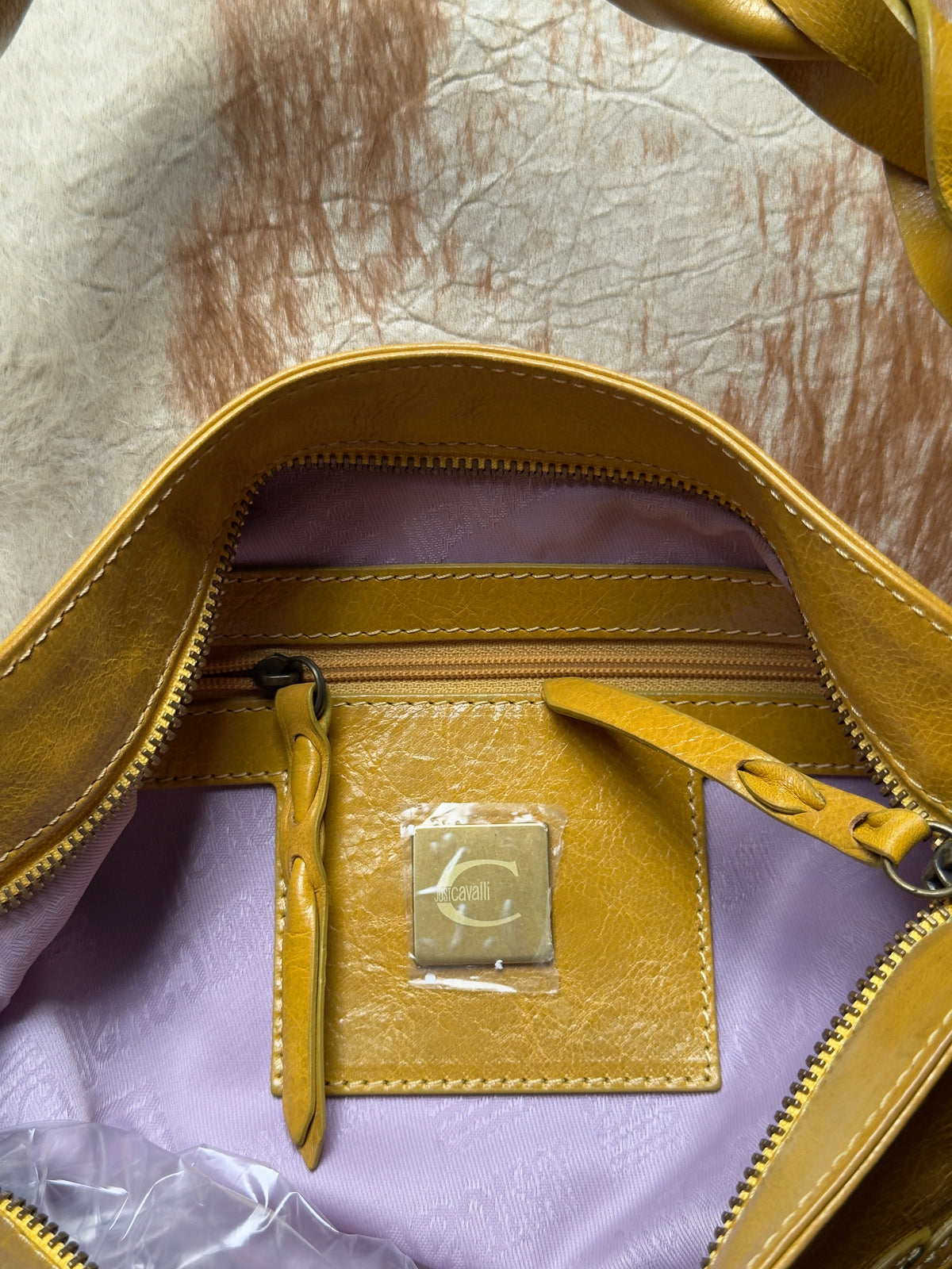 Just Cavalli Lustrous Mustard Bag