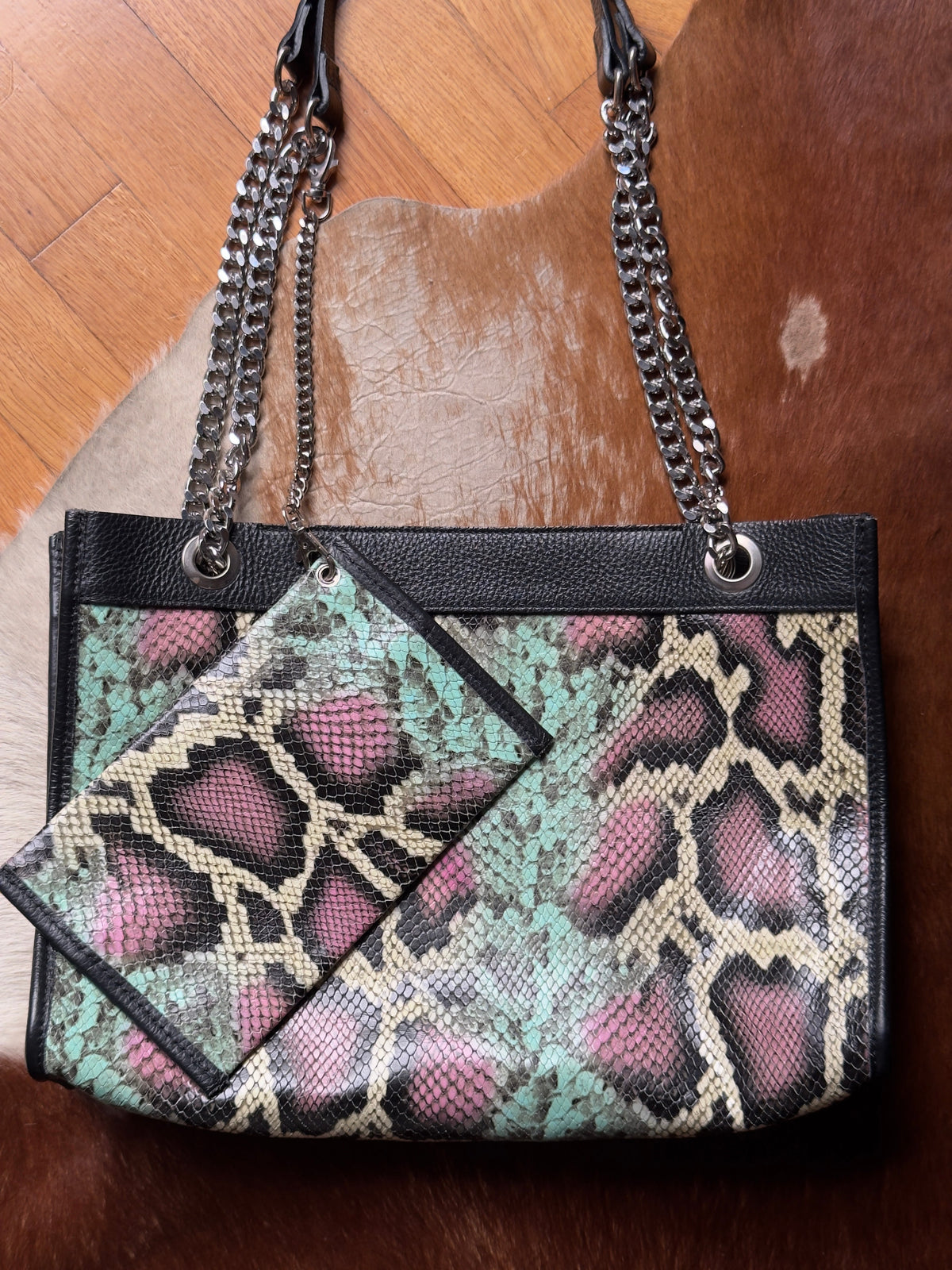 Multicolor Snakeskin Shoulder Bag