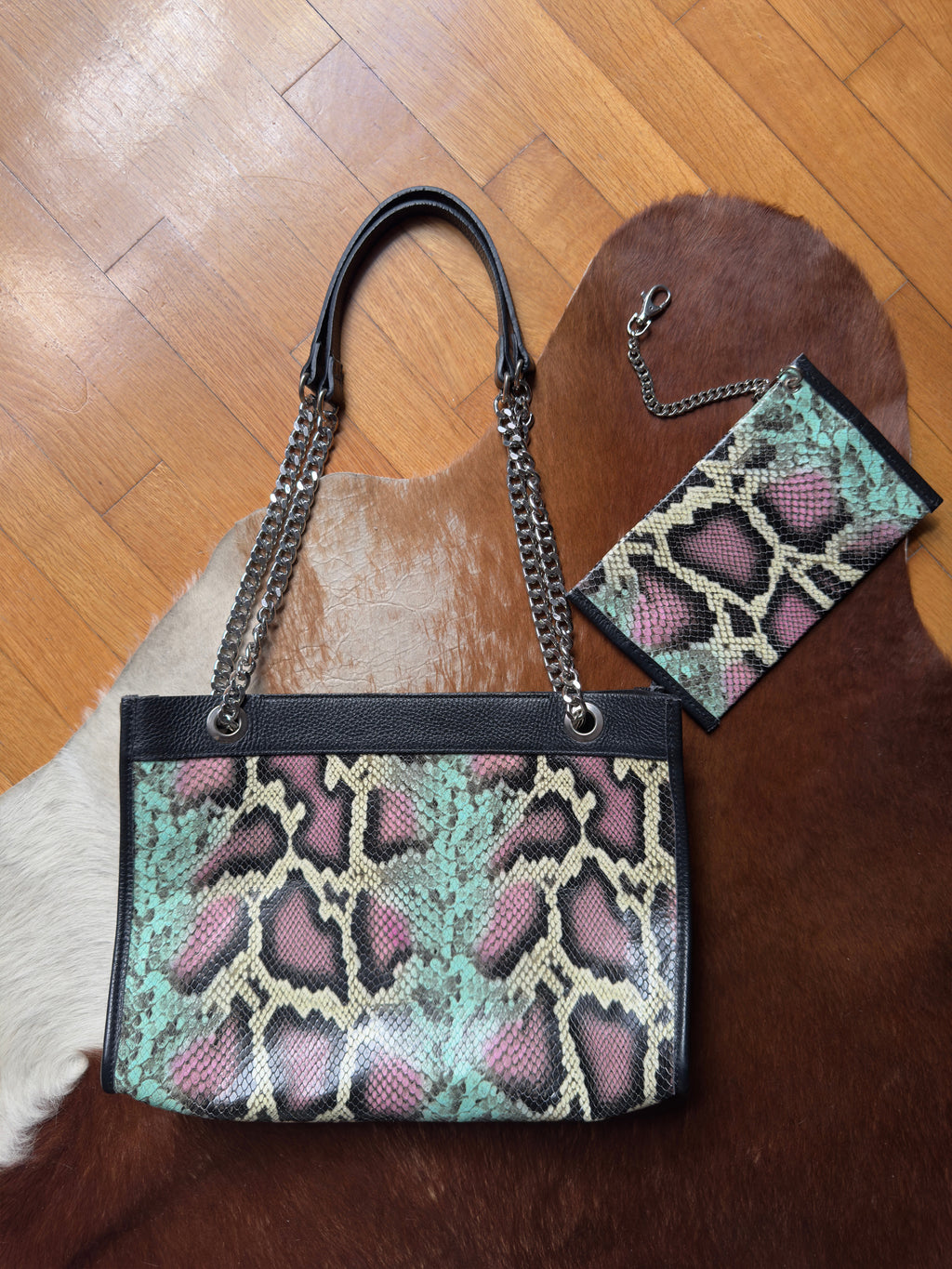Multicolor Snakeskin Shoulder Bag