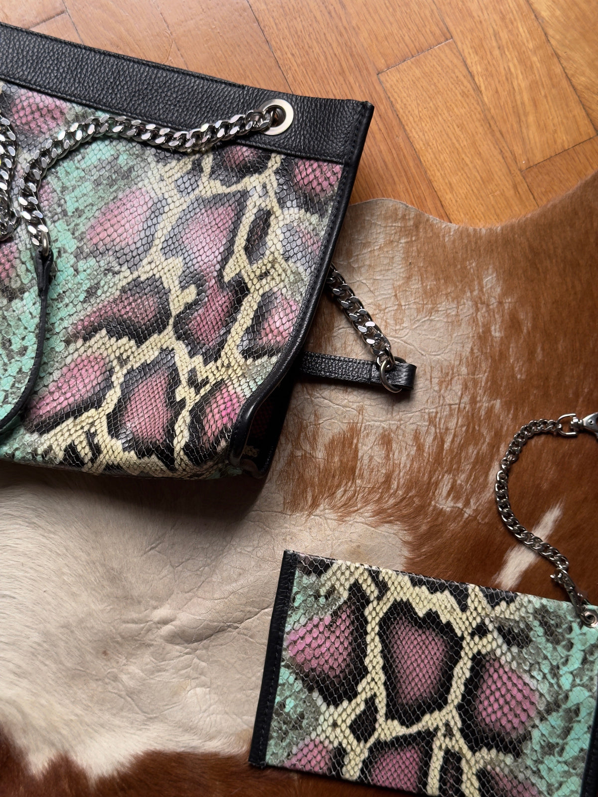 Multicolor Snakeskin Shoulder Bag
