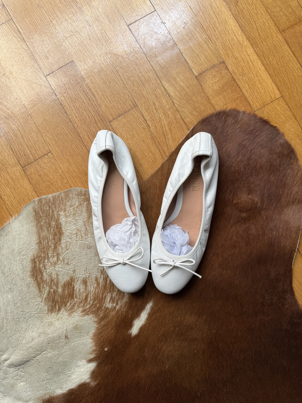 White Leather Ballerinas