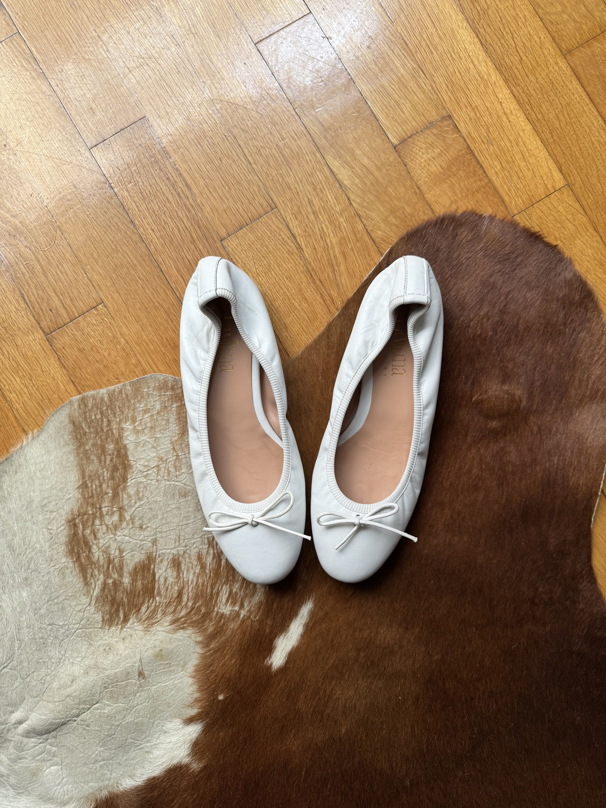 White Leather Ballerinas