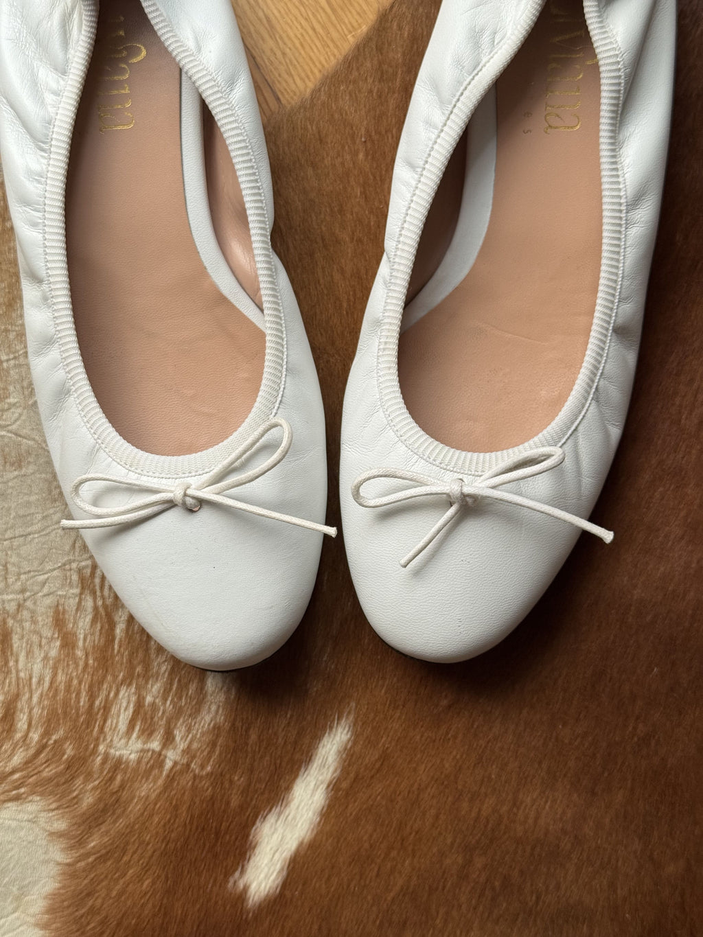 White Leather Ballerinas