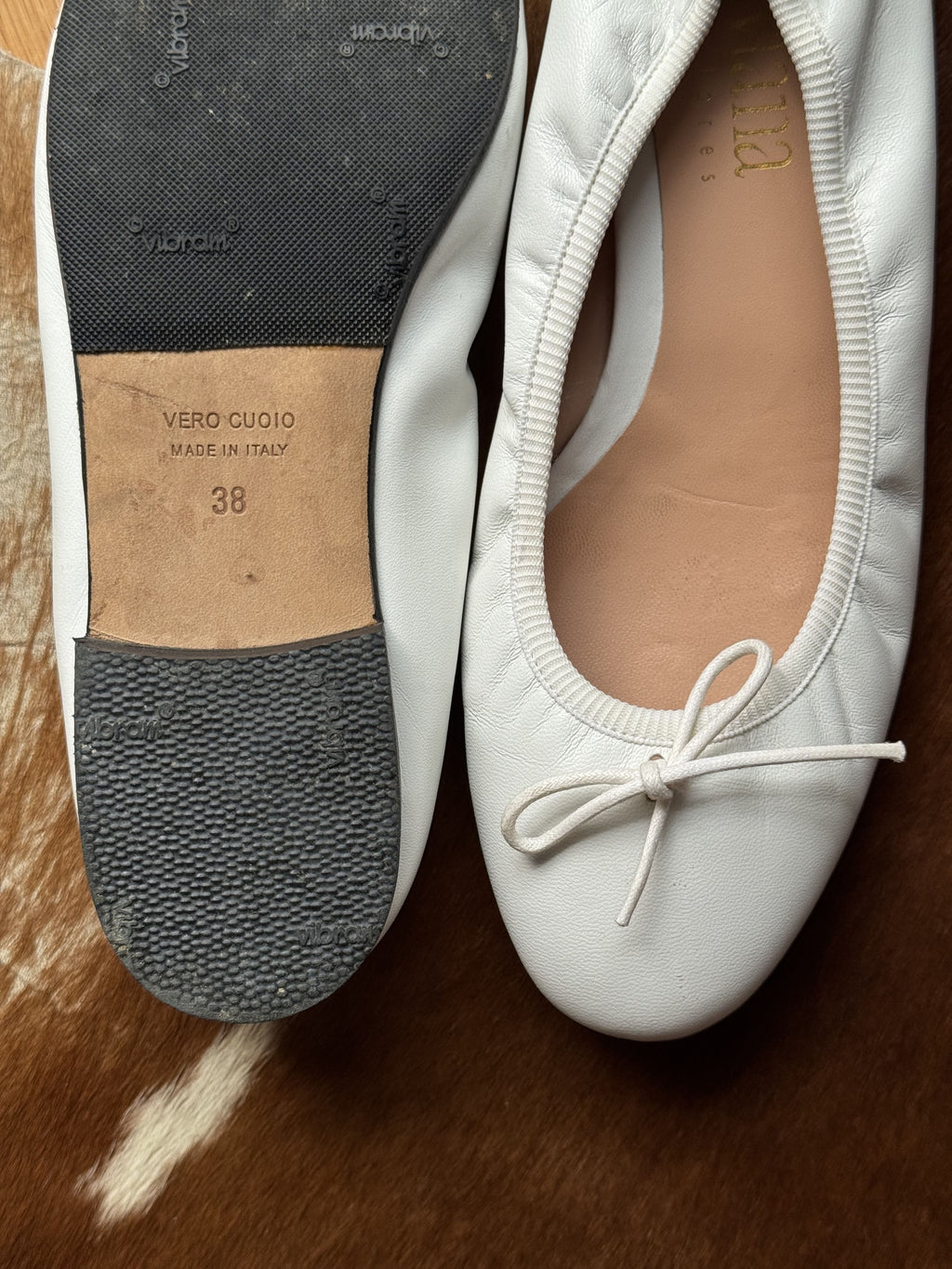 White Leather Ballerinas