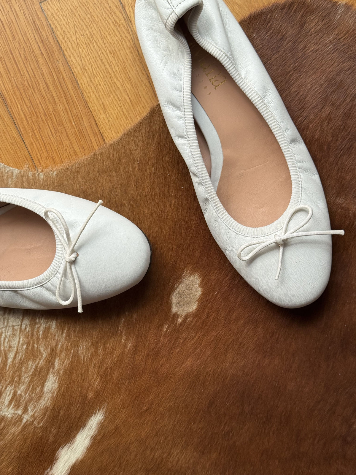 White Leather Ballerinas
