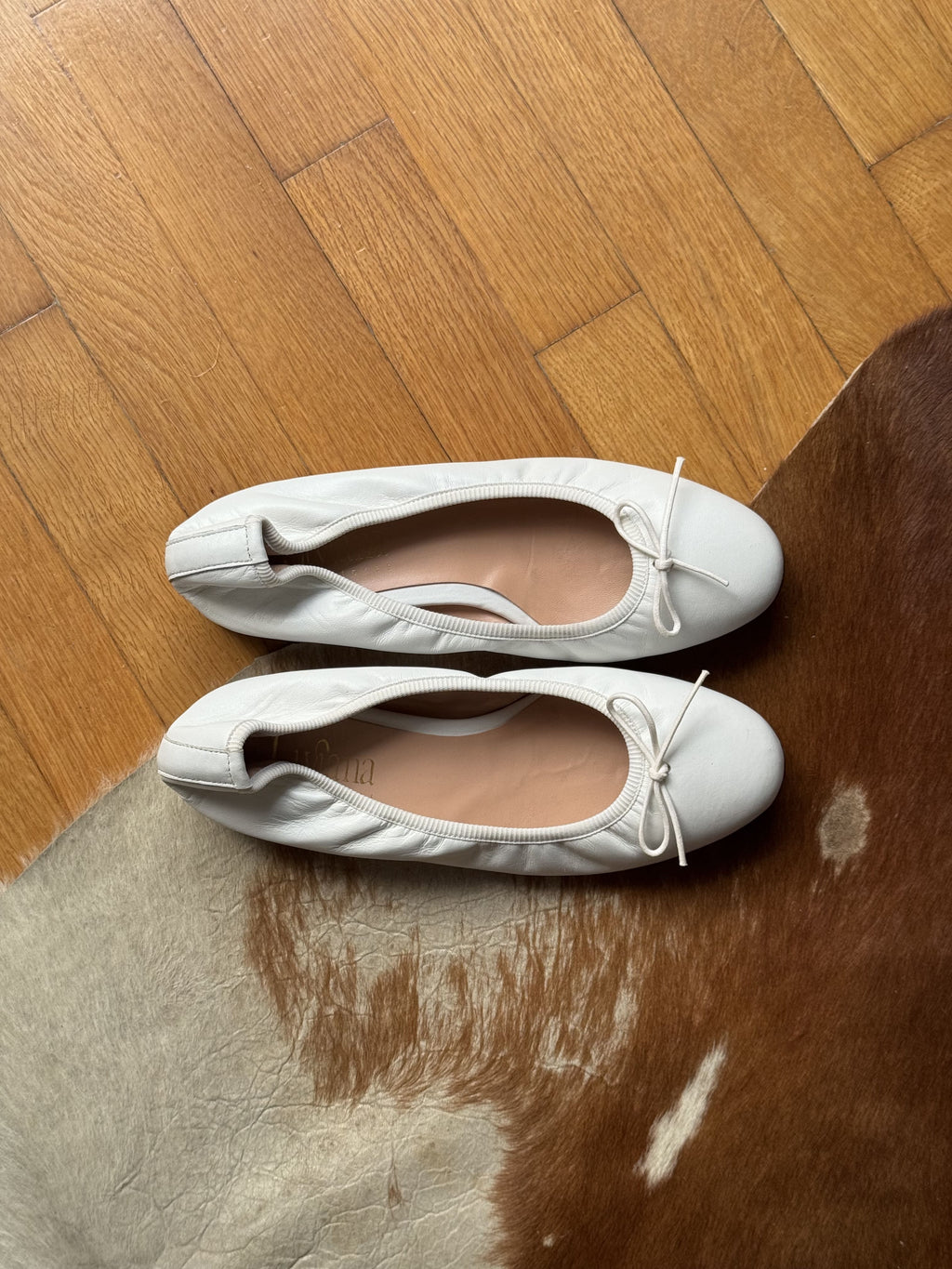 White Leather Ballerinas