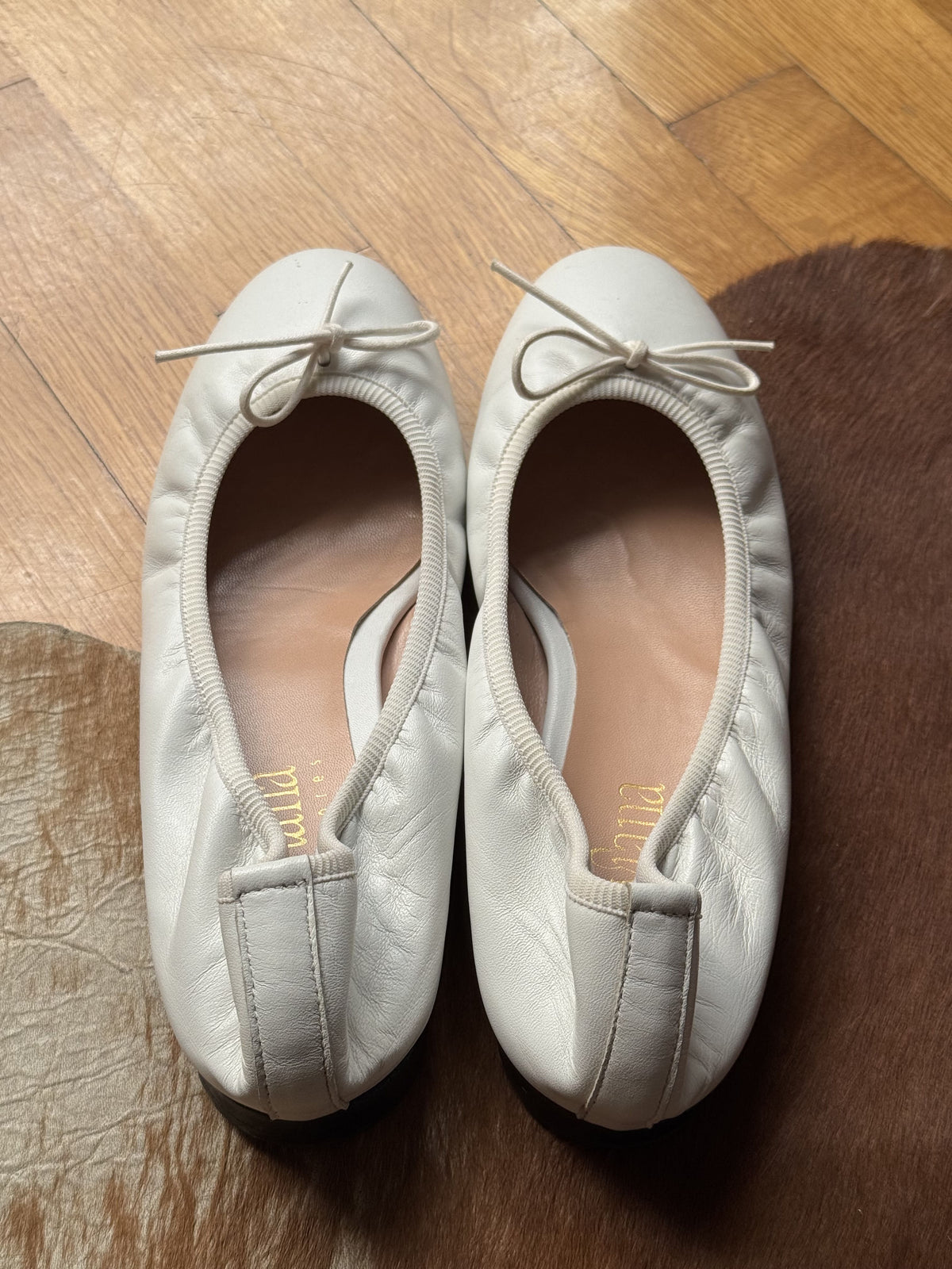 White Leather Ballerinas